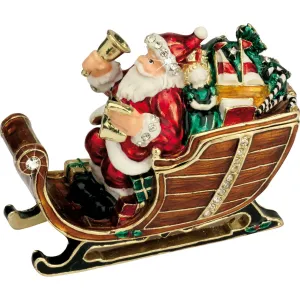 Arora Design Craycombe Christmas Santas Sleigh Trinket Box with Jingle Bells