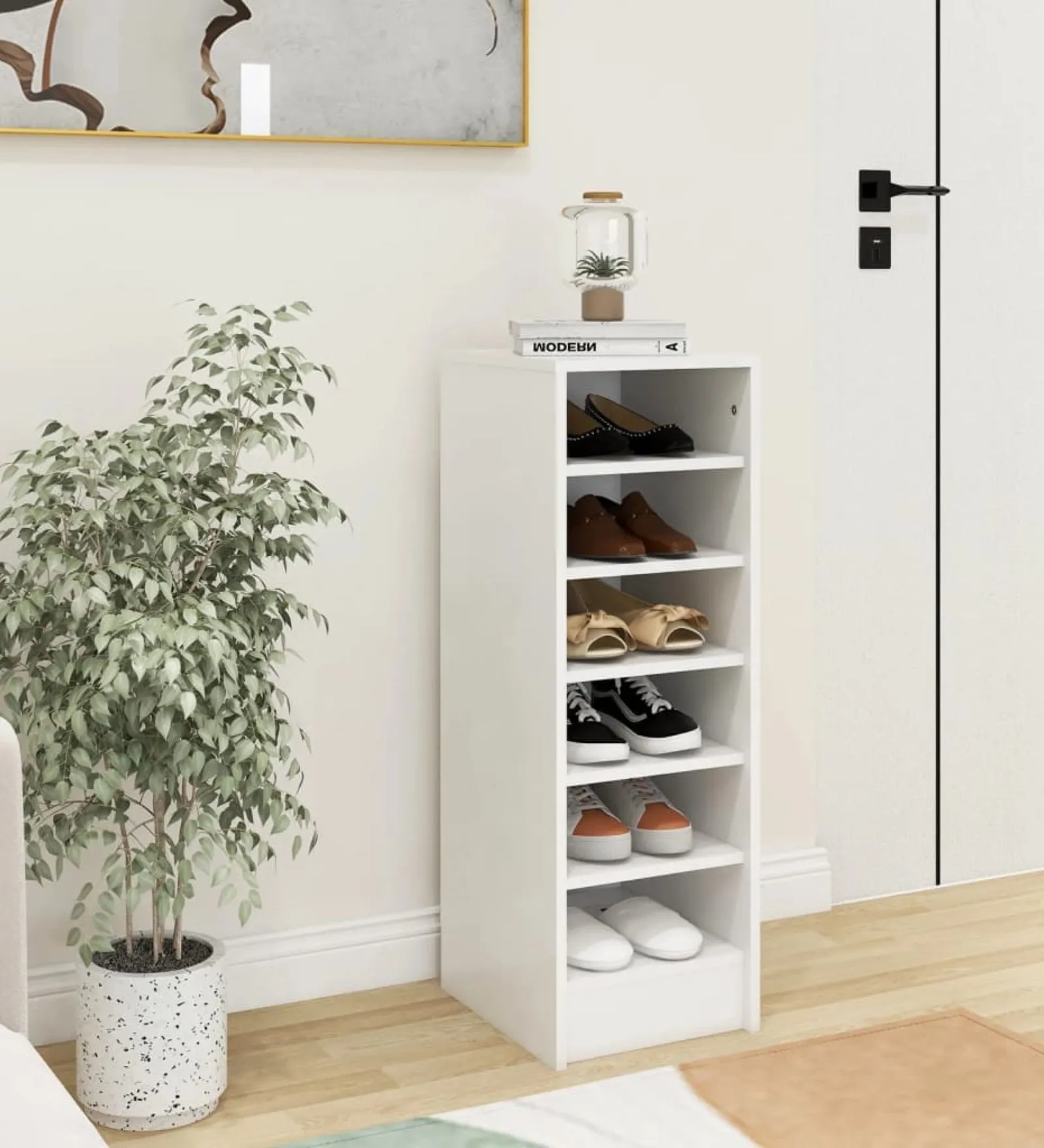 Arya Shoe Rack in Frosty White Finish