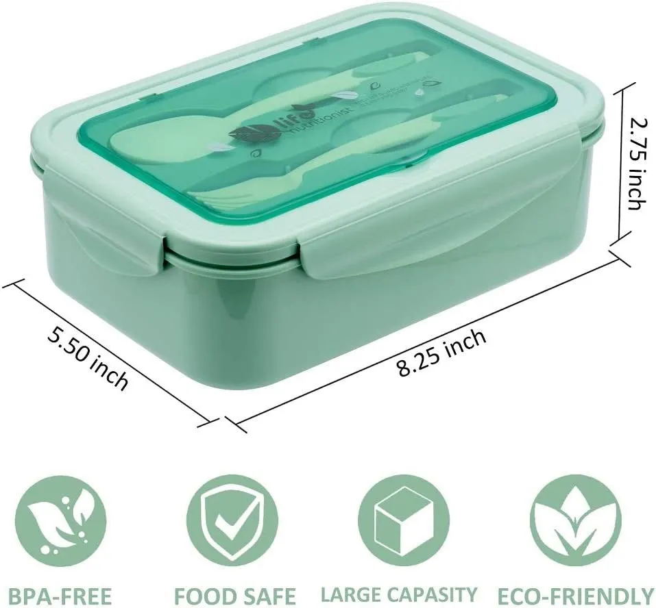 Bento Boxes for All Ages - 1100 ML Capacity Lunch Box with Spoon & Fork for Kids and Adults