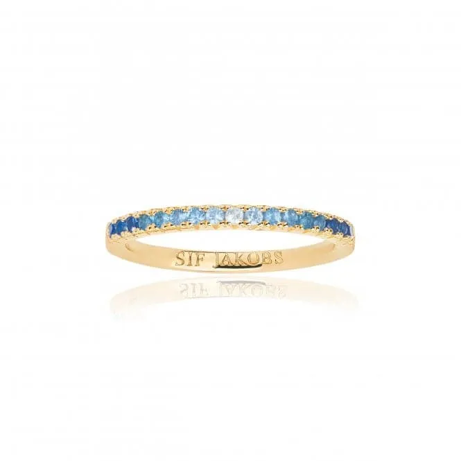 Blue and White Zirconia Ellera Ring SJ-R2869-GBL-YG