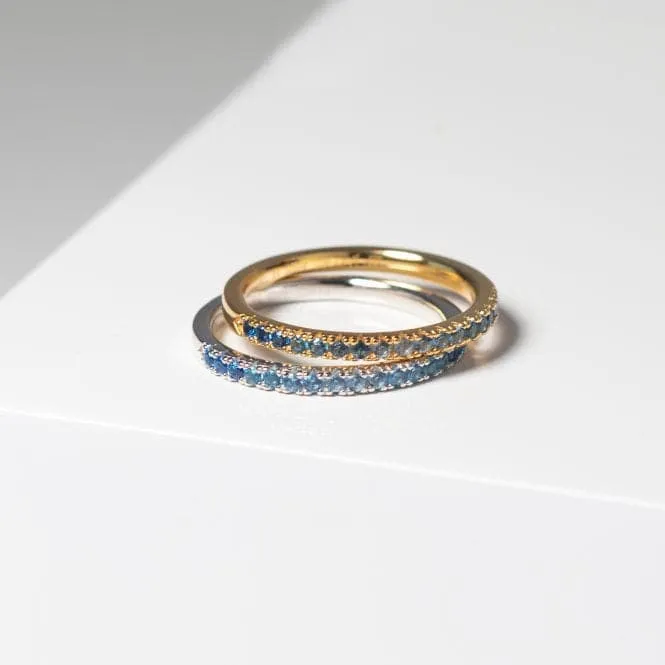 Blue and White Zirconia Ellera Ring SJ-R2869-GBL-YG