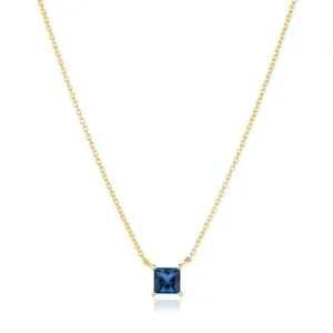 Blue Zirconia Ellera Quadrato Necklace SJ-N42279-BLCZ-YG