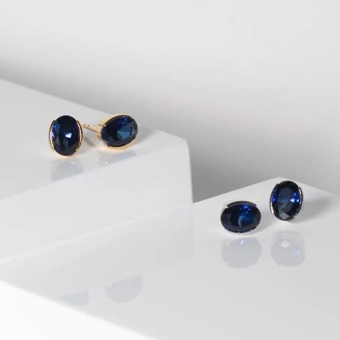 Blue Zirconia Ellisse Carezza Earrings SJ-E2350-BLCZ-YG