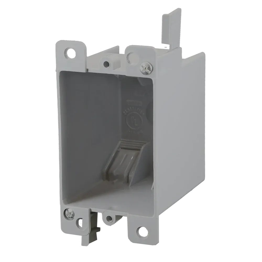 CANTEX  1-Gang 14 cu. in. EZ BOX Old Work Residential Electrical Switch and Outlet Box with EZ Mount Clamps and Wire Clamps Gray
