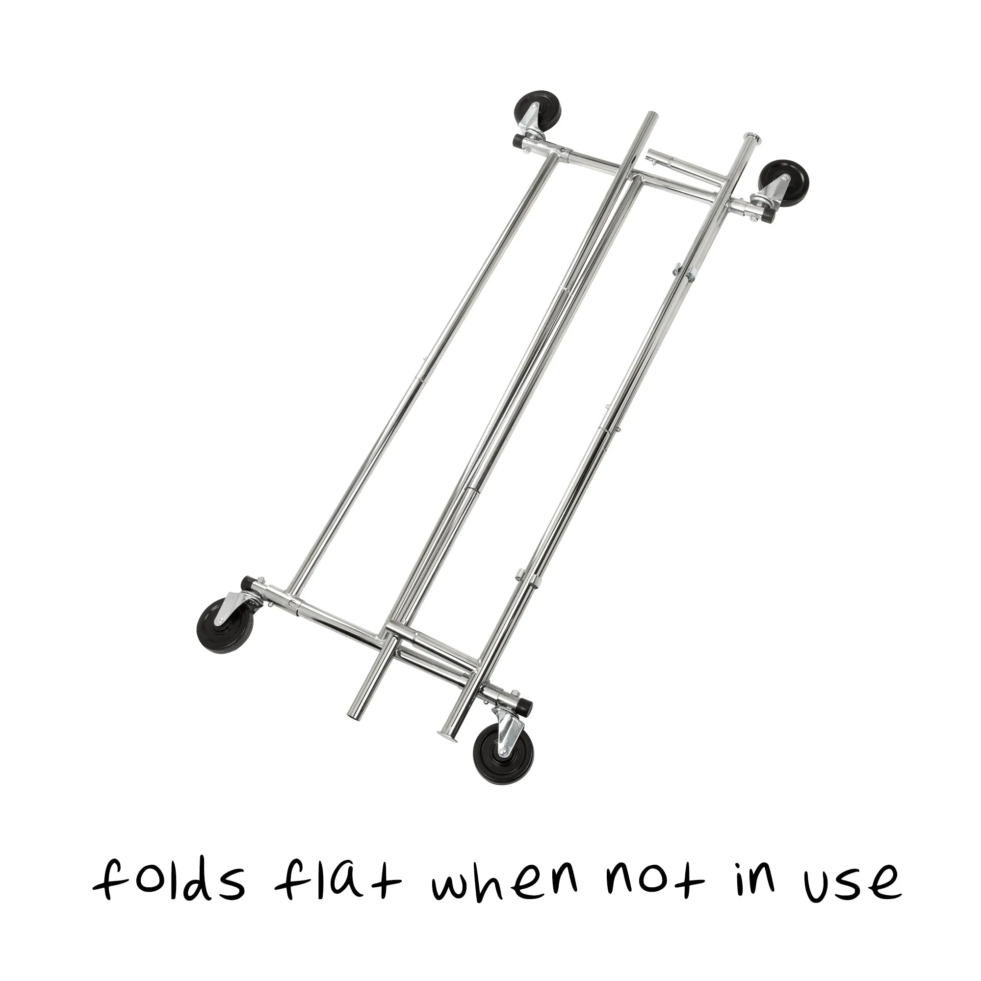 Chrome Folding Expandable Rolling Clothes Rack