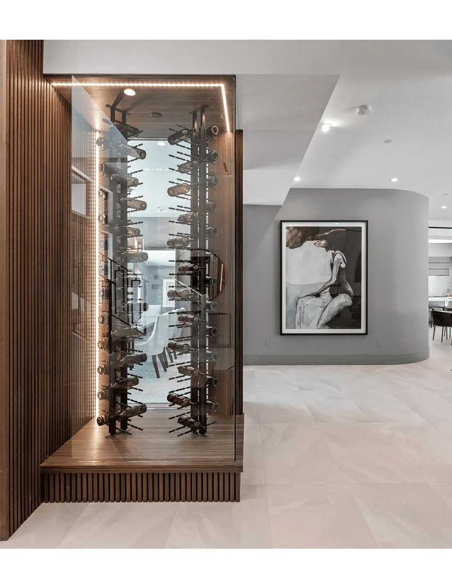 Floor-to-Ceiling Mounted Wine Rack Display - 2-Sided (84 Bottles)