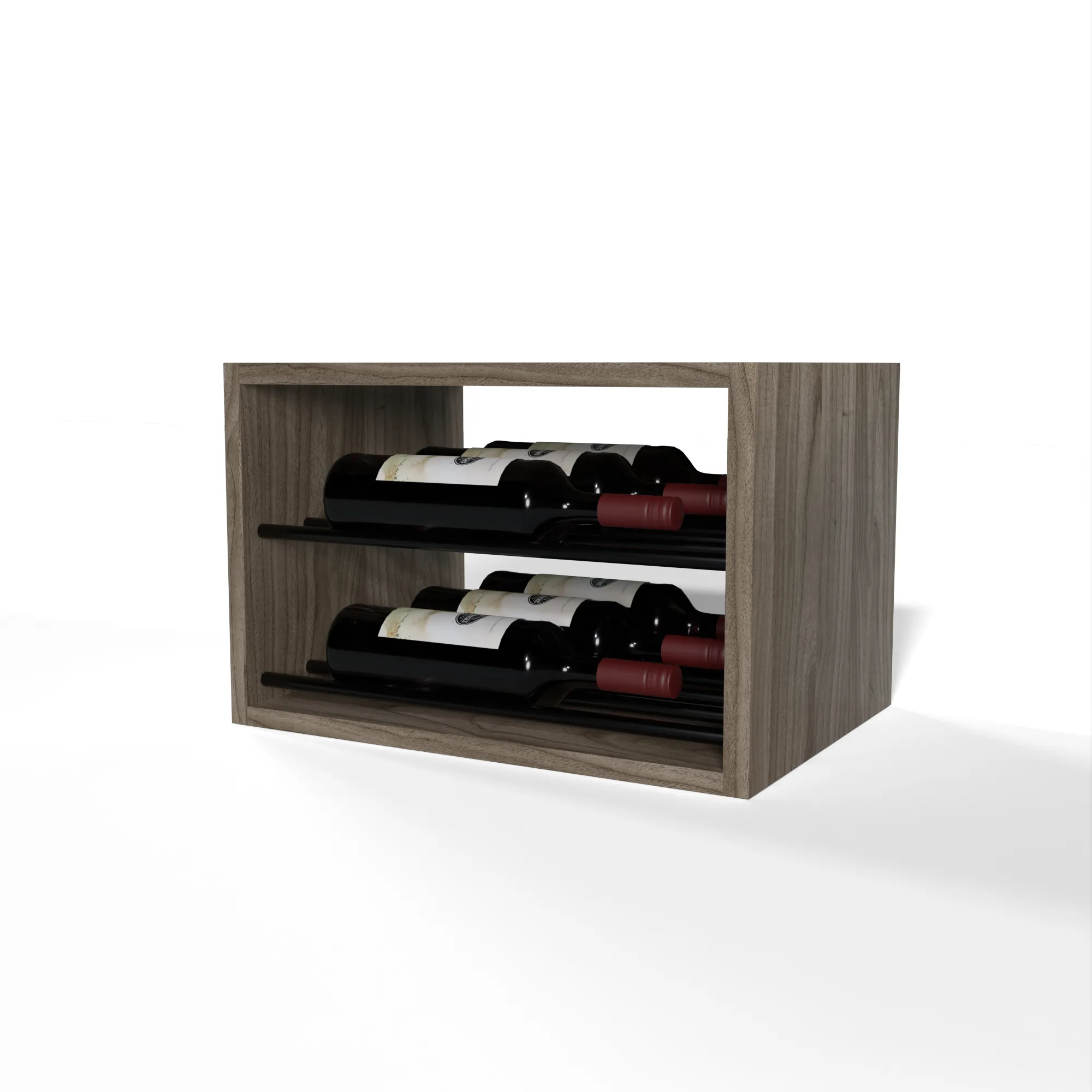 GrandCellar™ - 4 Column Horizontal Label-Forward Wine Display - 12" - Black Metal Rods