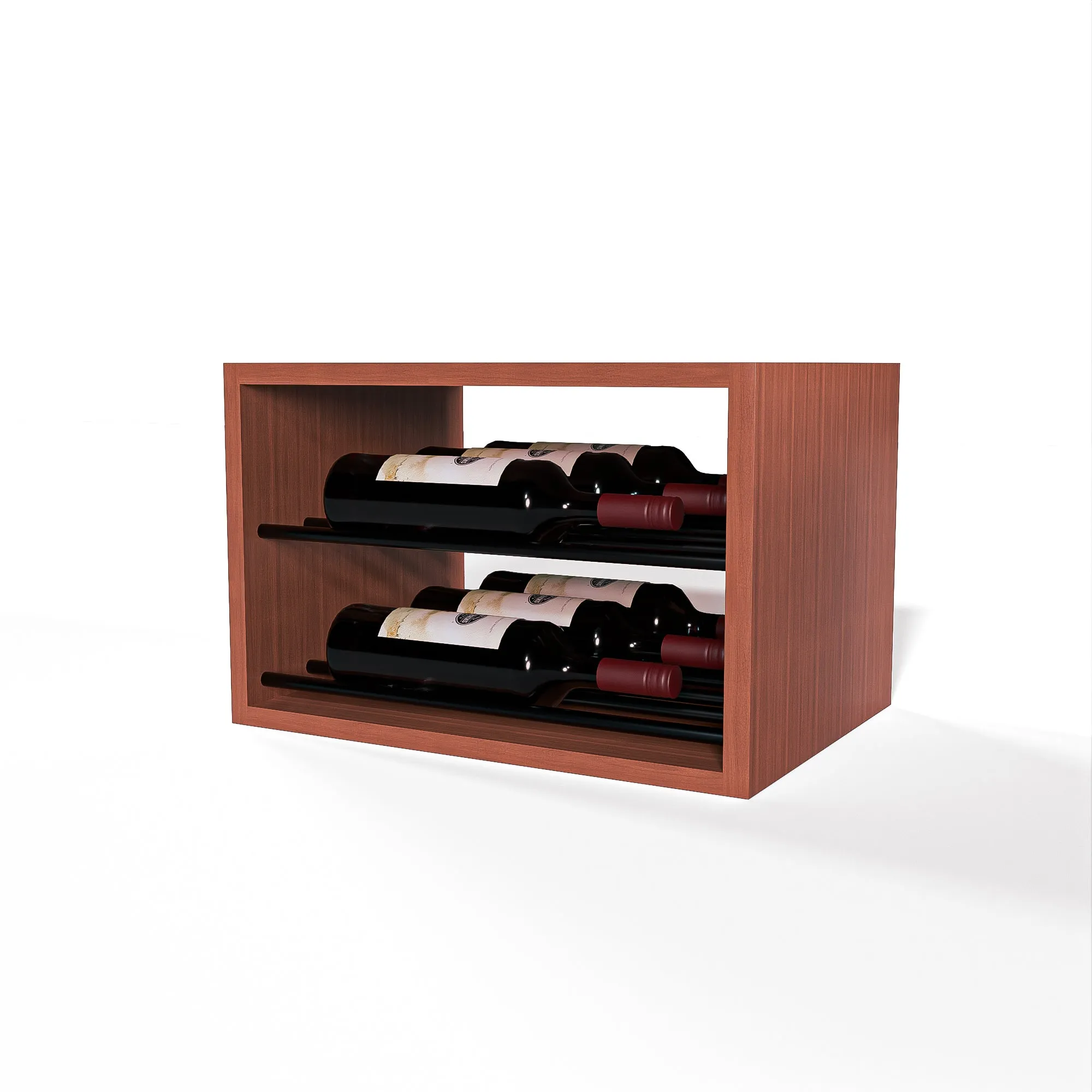 GrandCellar™ - 4 Column Horizontal Label-Forward Wine Display - 12" - Black Metal Rods