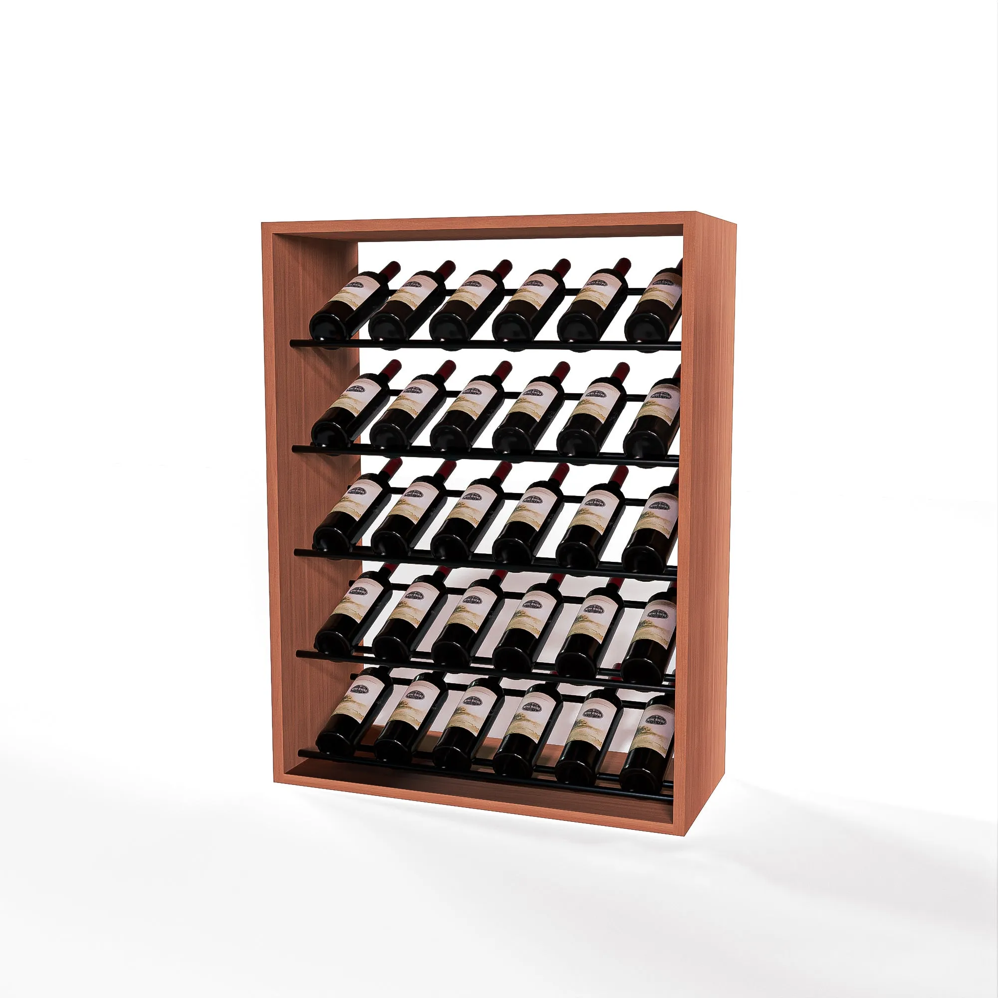 GrandCellar - 6 Column Full-Depth Label-Forward Wine Base Display - 36" - Black Metal Rods