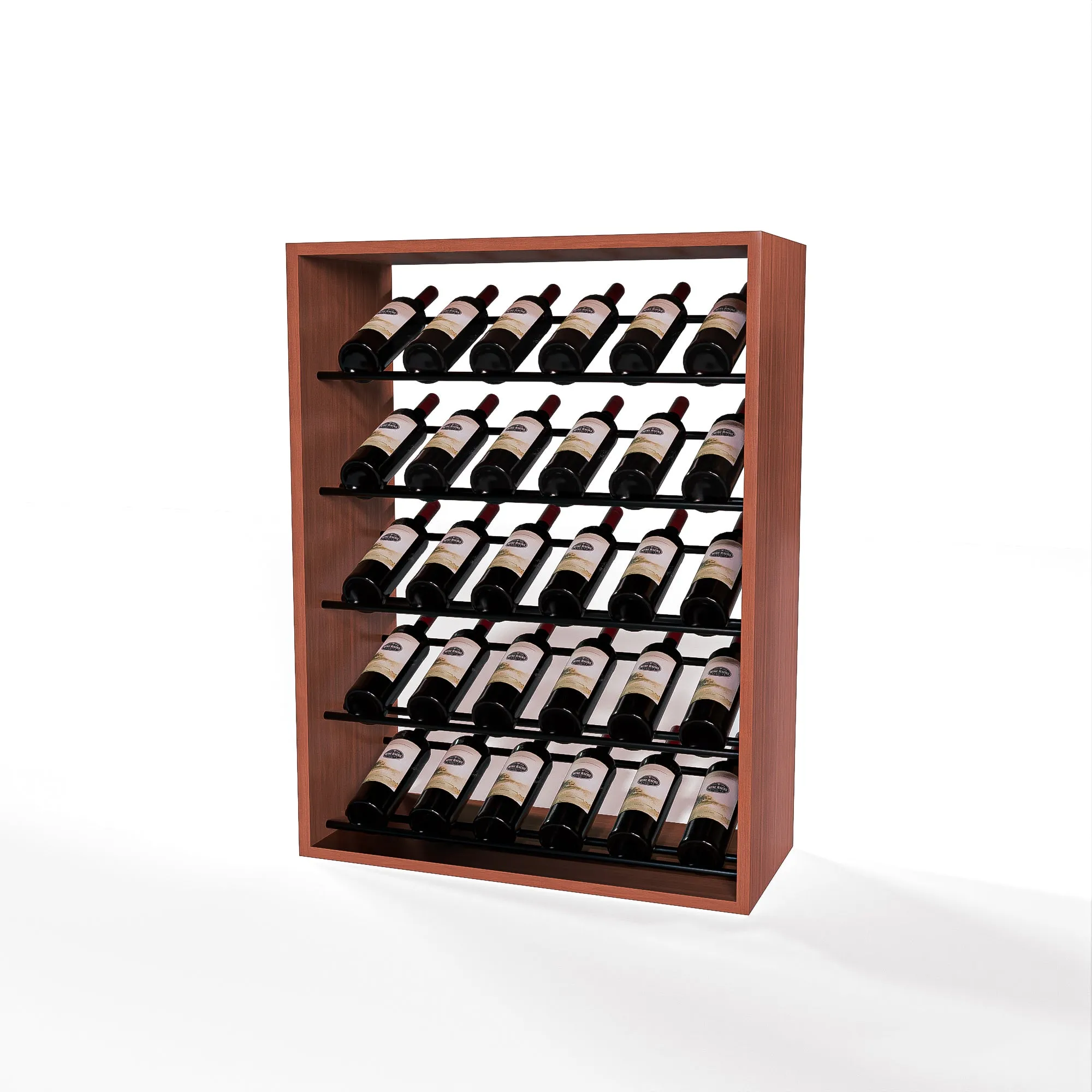GrandCellar - 6 Column Full-Depth Label-Forward Wine Base Display - 36" - Black Metal Rods