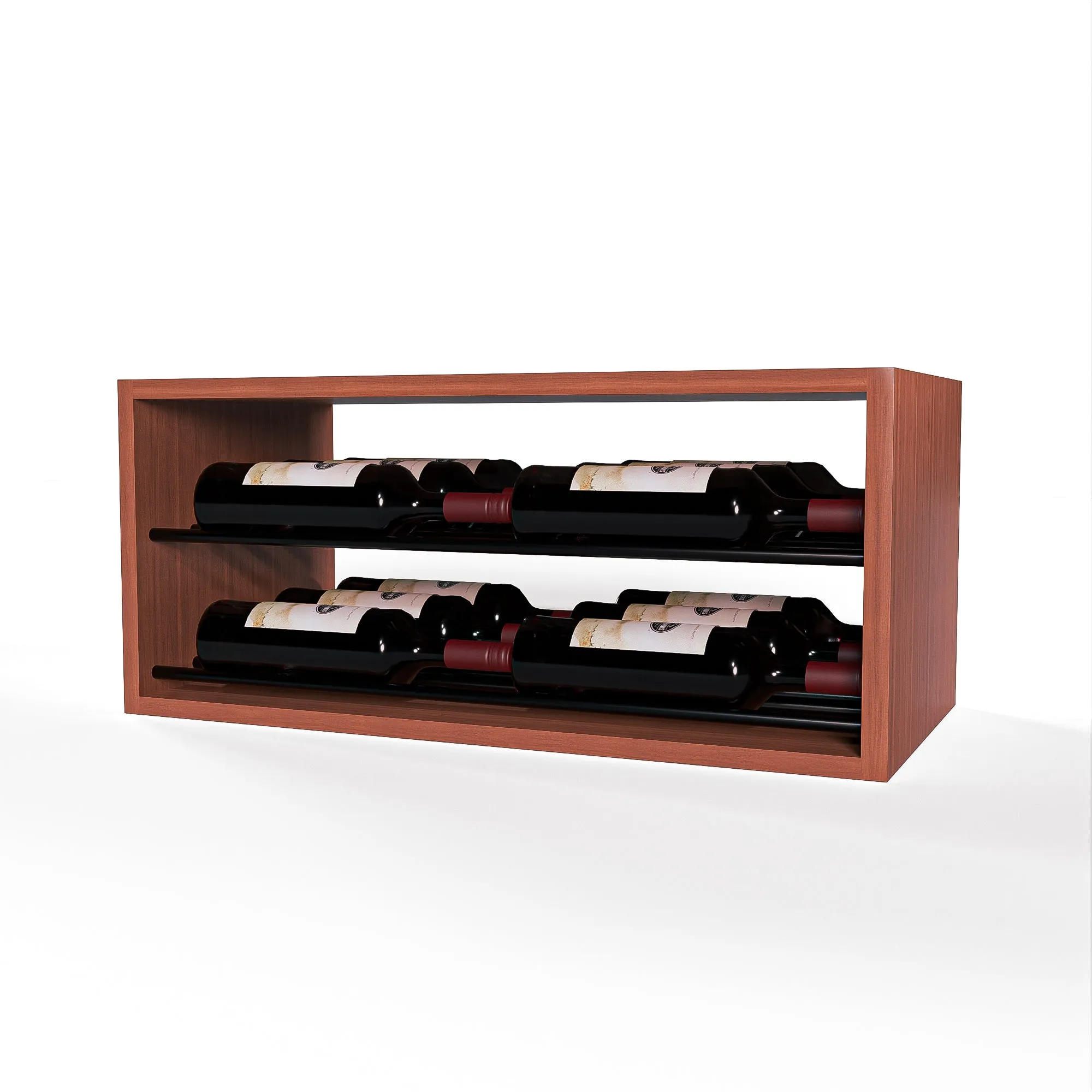 GrandCellar™ - 6 Column Horizontal Label-Forward Wine Display - 12" - Black Metal Rods