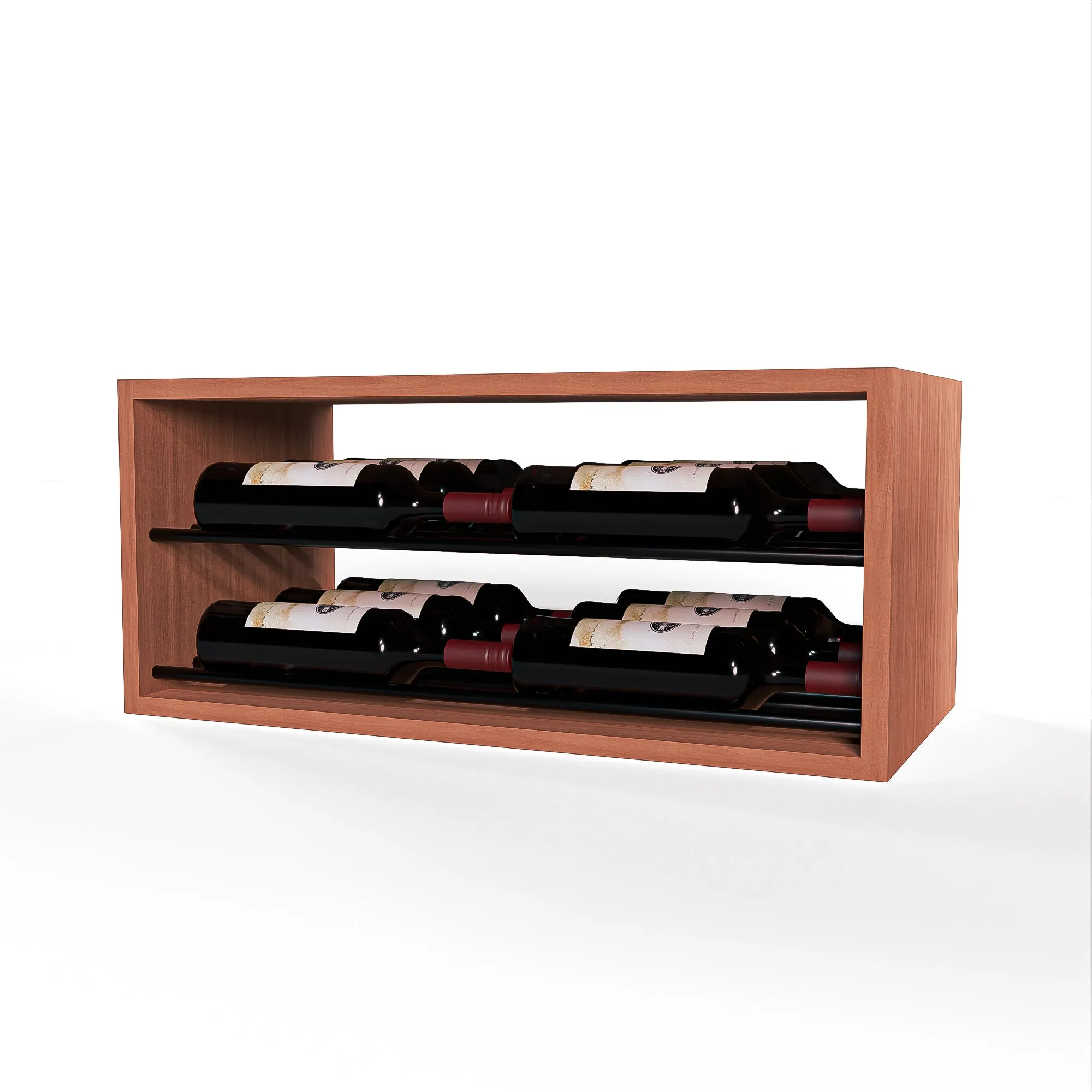 GrandCellar™ - 6 Column Horizontal Label-Forward Wine Display - 12" - Black Metal Rods