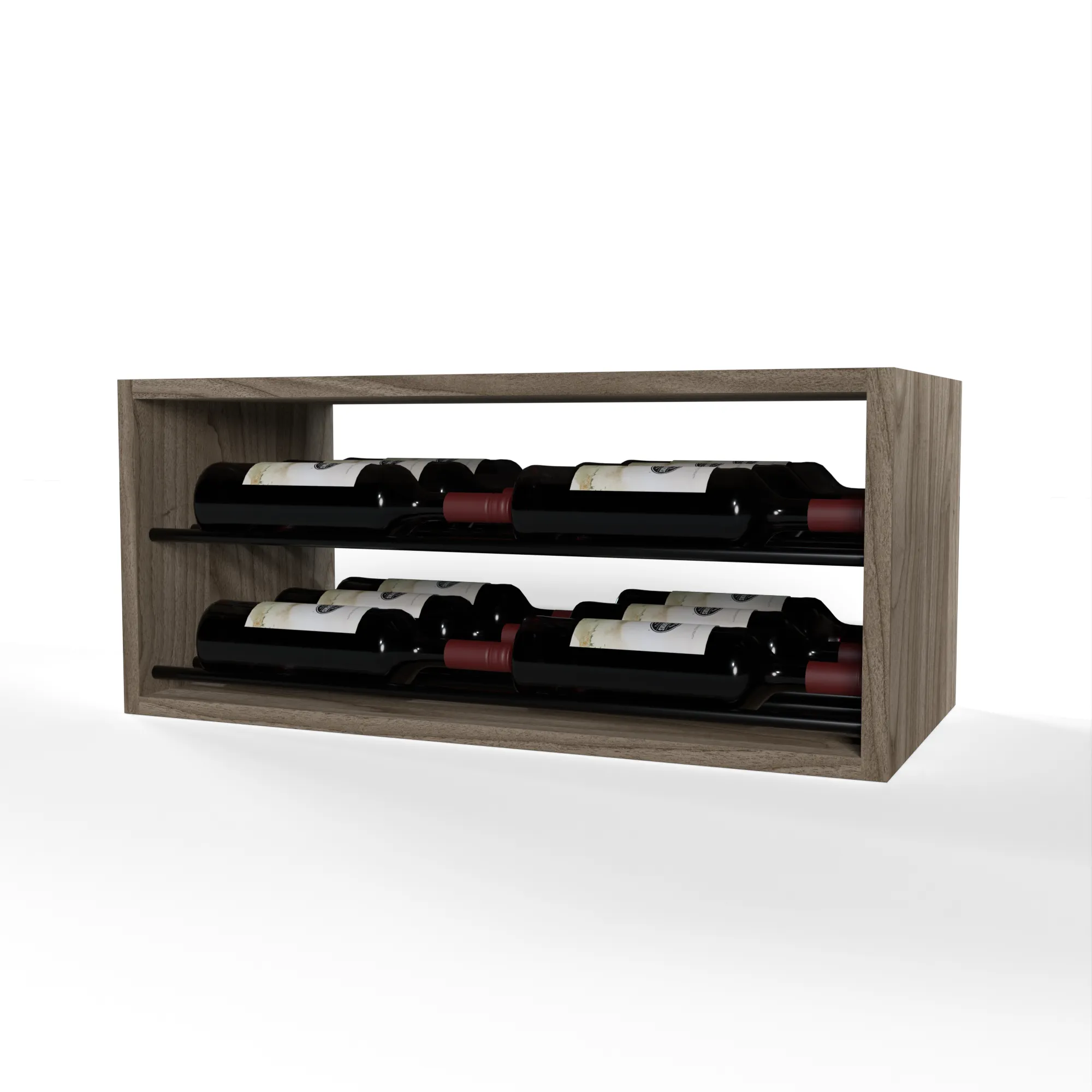 GrandCellar™ - 6 Column Horizontal Label-Forward Wine Display - 12" - Black Metal Rods