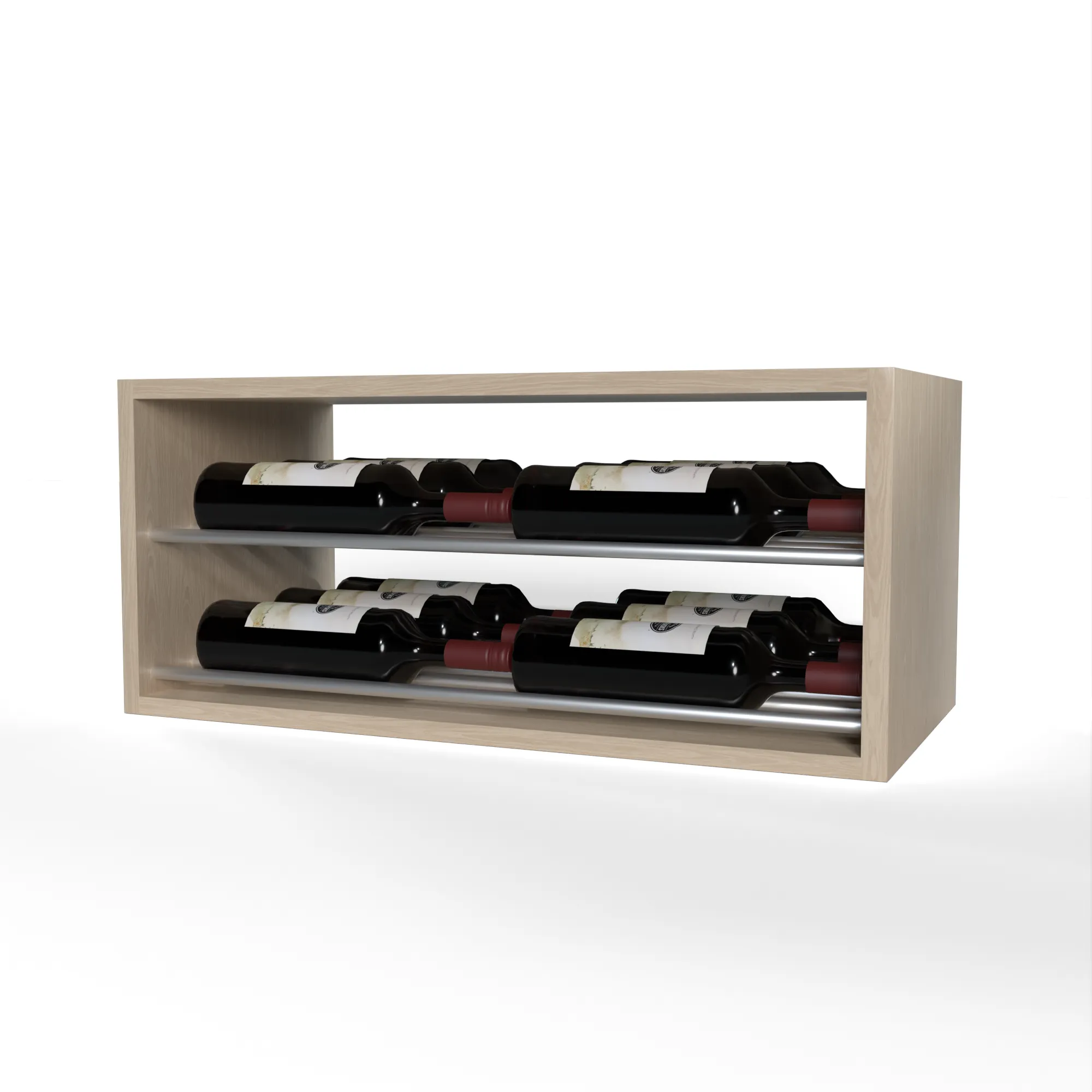 GrandCellar™ - 6 Column Horizontal Label-Forward Wine Display - 12"- Silver Metal Rods