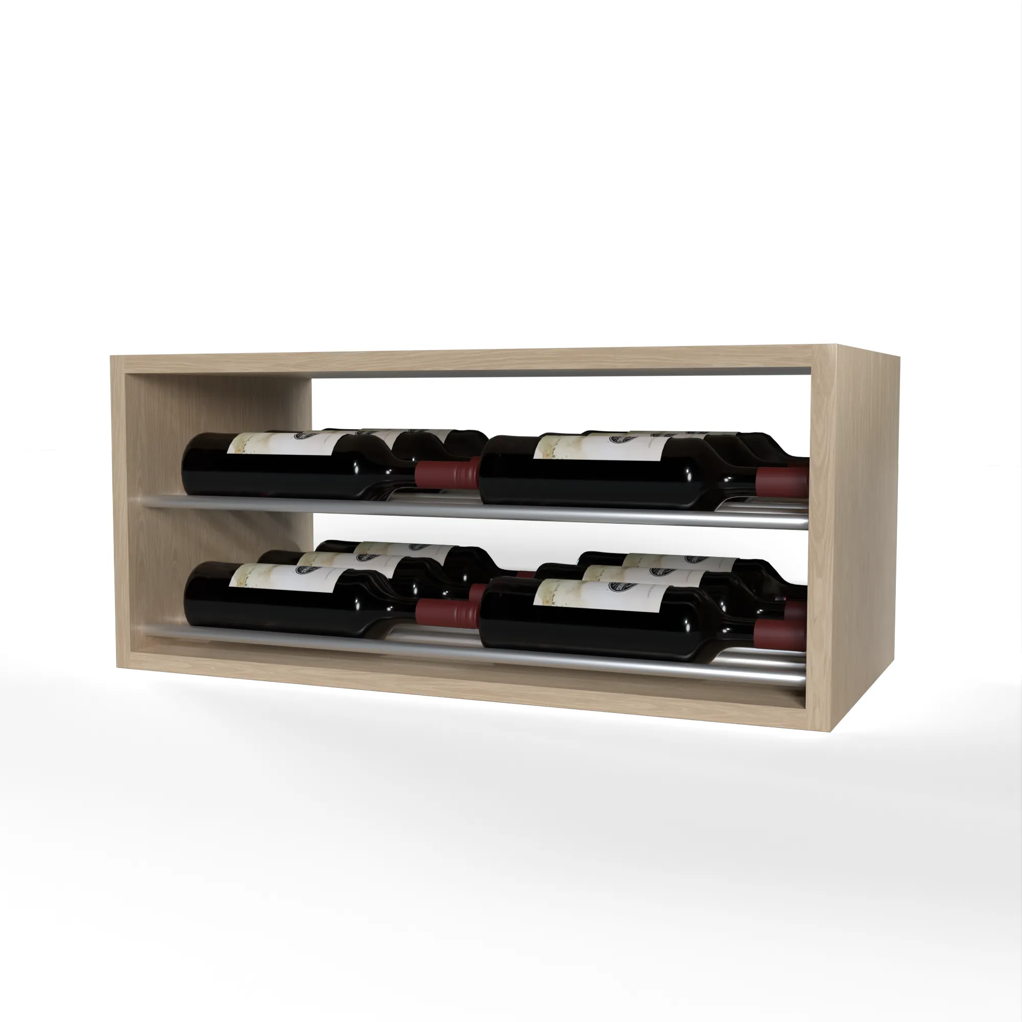 GrandCellar™ - 6 Column Horizontal Label-Forward Wine Display - 12"- Silver Metal Rods