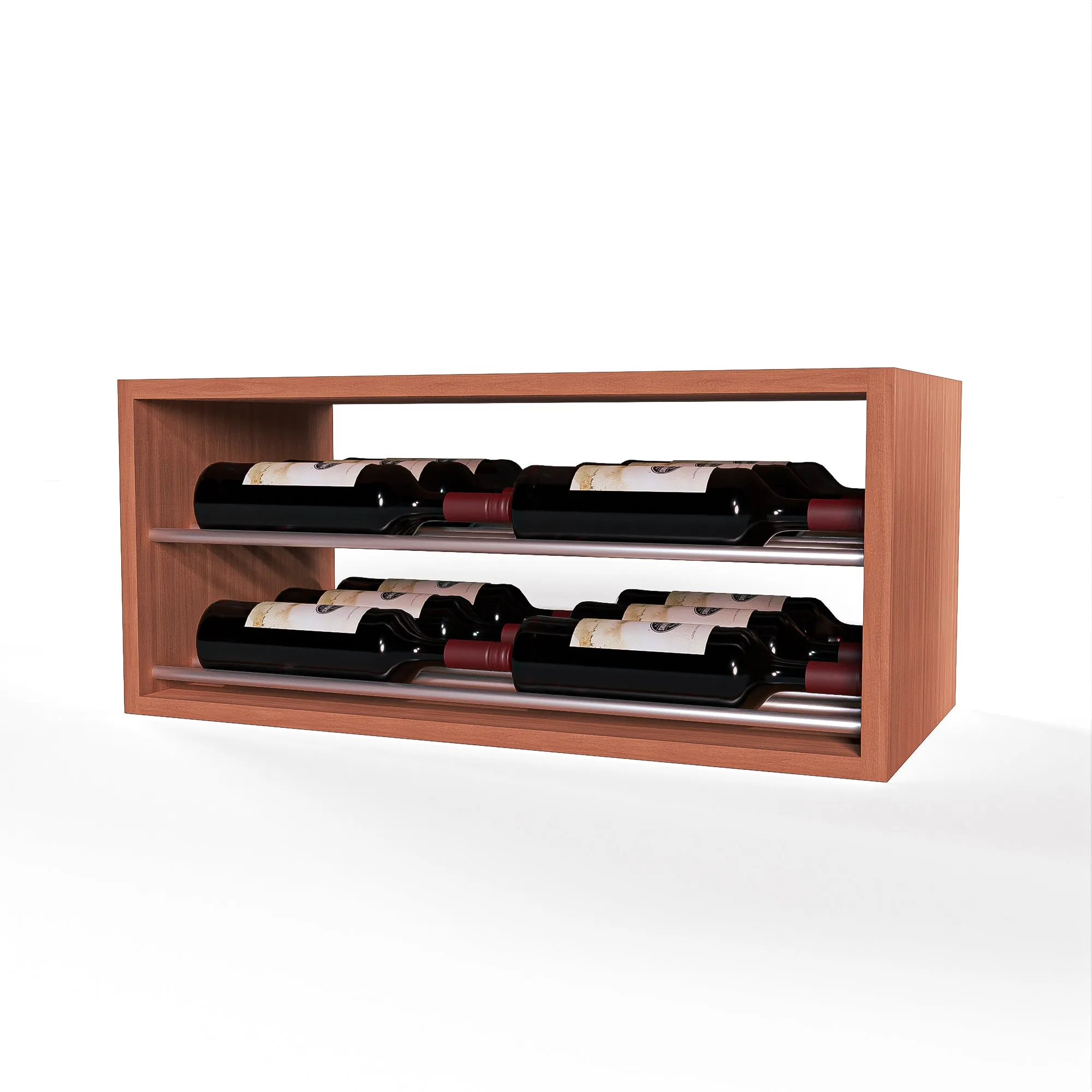 GrandCellar™ - 6 Column Horizontal Label-Forward Wine Display - 12"- Silver Metal Rods