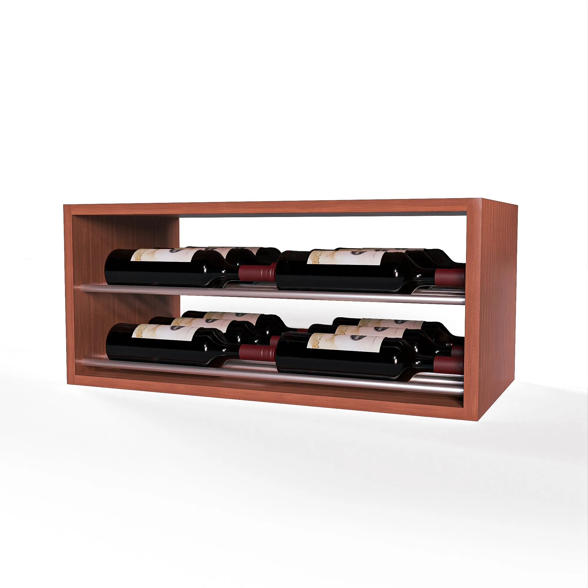 GrandCellar™ - 6 Column Horizontal Label-Forward Wine Display - 12"- Silver Metal Rods