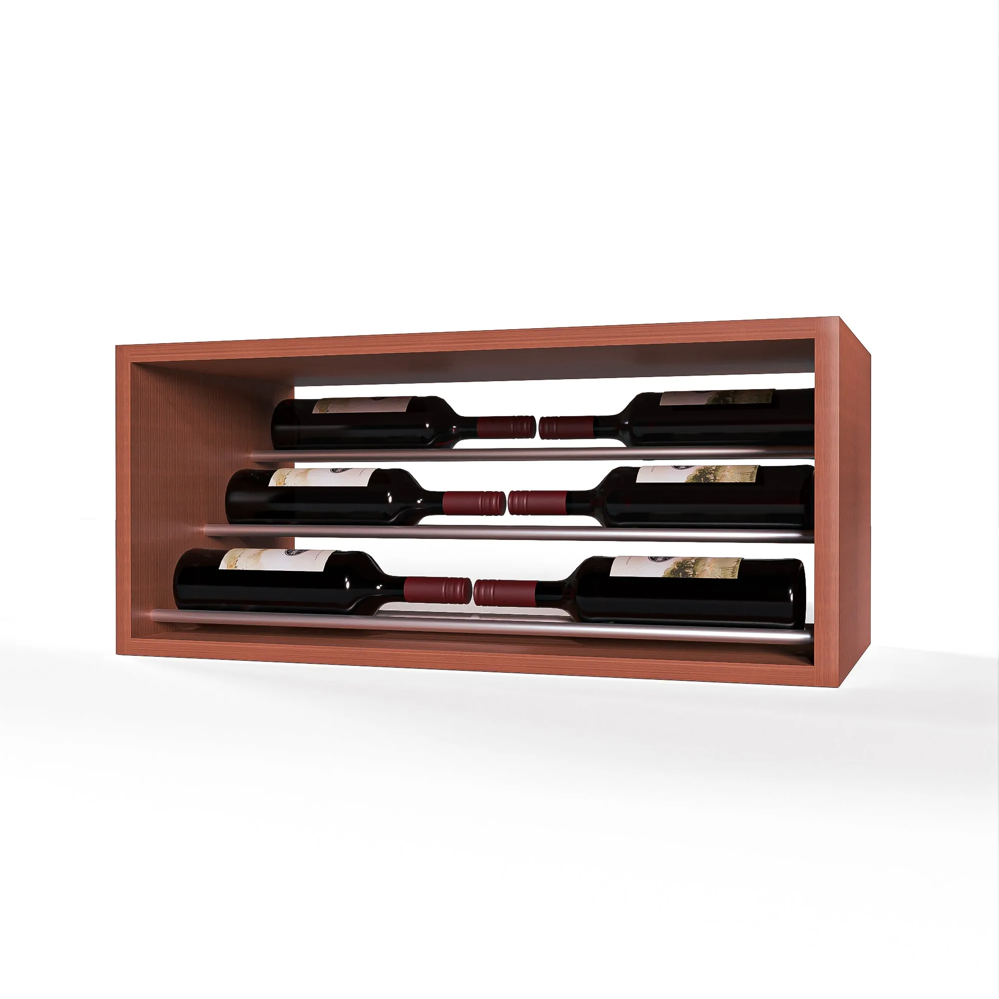 GrandCellar™ - 6 Column Waterfall Label-Forward Wine Display - 12" - Silver Metal Rods