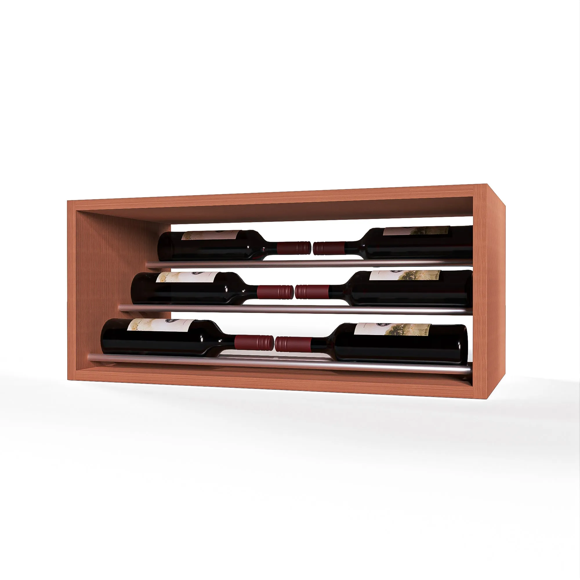 GrandCellar™ - 6 Column Waterfall Label-Forward Wine Display - 12" - Silver Metal Rods