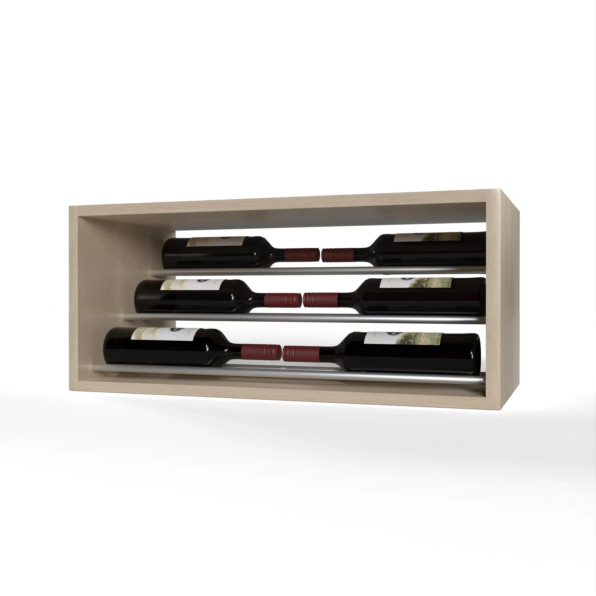 GrandCellar™ - 6 Column Waterfall Label-Forward Wine Display - 12" - Silver Metal Rods