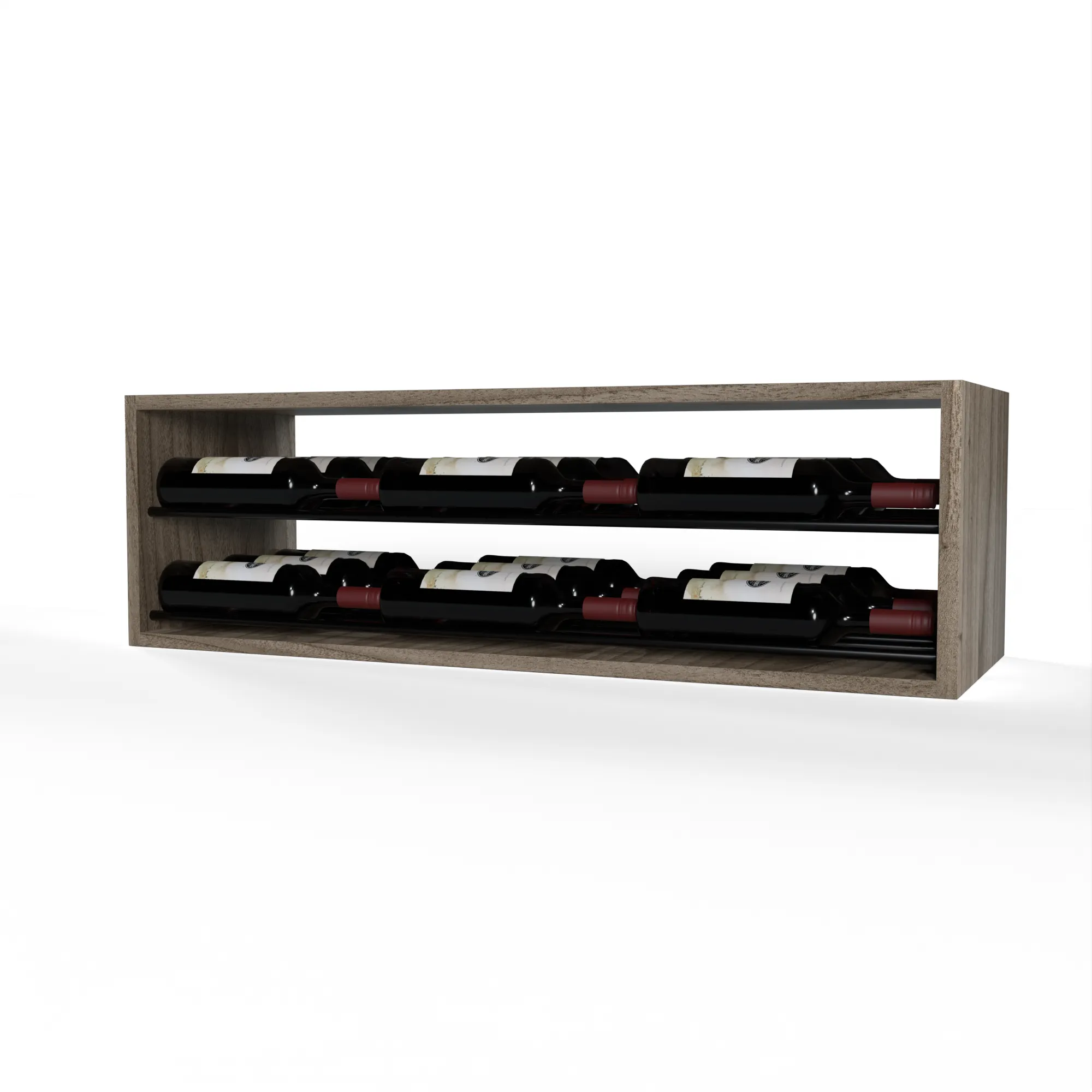 GrandCellar™ - 8 Column Horizontal Label-Forward Wine Display - 12" - Black Metal Rods