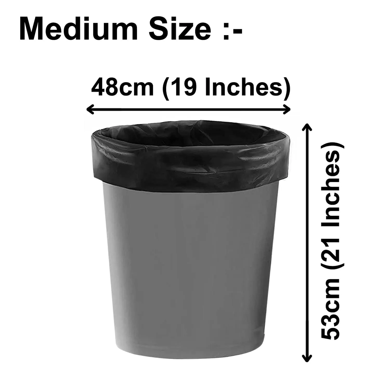 Heart Home (Medium) Eco - Friendly 7 LTR Dustbin Bags - (60 Pcs) Leakproof | Odour Free | Strong Garbage Bags - For Trash And Waste - Dustbin Covers For Kitchen (21 x 19 Inches) (Black)