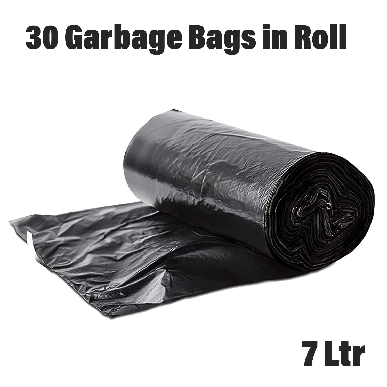 Kuber Industries 30 Count Biodegradable Garbage Bags Medium|Plastic Dustbin Bags|Trash Bags For Kitchen, Office, Warehouse, Pantry Or Washroom 7 Ltr (Black)