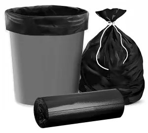 Kuber Industries 30 Count Biodegradable Garbage Bags Medium|Plastic Dustbin Bags|Trash Bags For Kitchen, Office, Warehouse, Pantry Or Washroom 7 Ltr (Black)