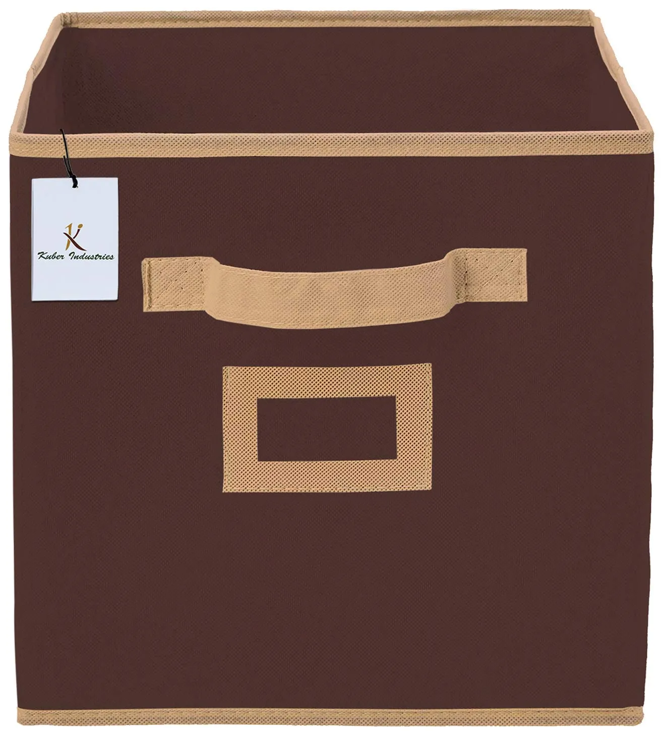 Kuber Industries Non Woven 1 Piece Shirt Stacker Wardrobe Organizer and 1 Piece Small Foldable Storage Organiser Cubes/Boxes (Coffee) -CTKTC038319