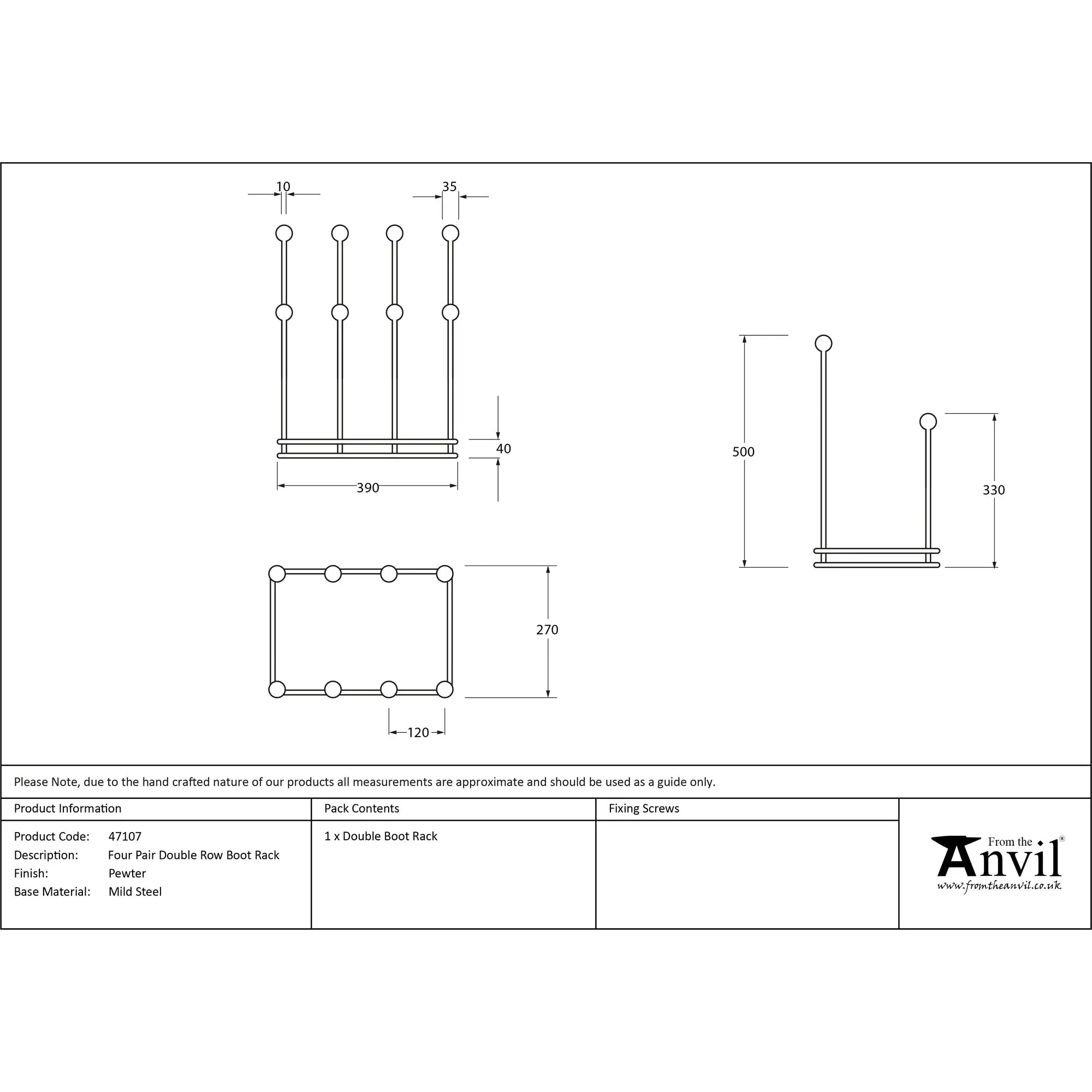 Pewter Four Pair Boot Rack | From The Anvil