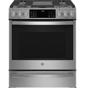 PGS930YPFS GE Profile™ 30" Smart Slide-In Front-Control Gas Fingerprint Resistant Range with No Preheat Air Fry