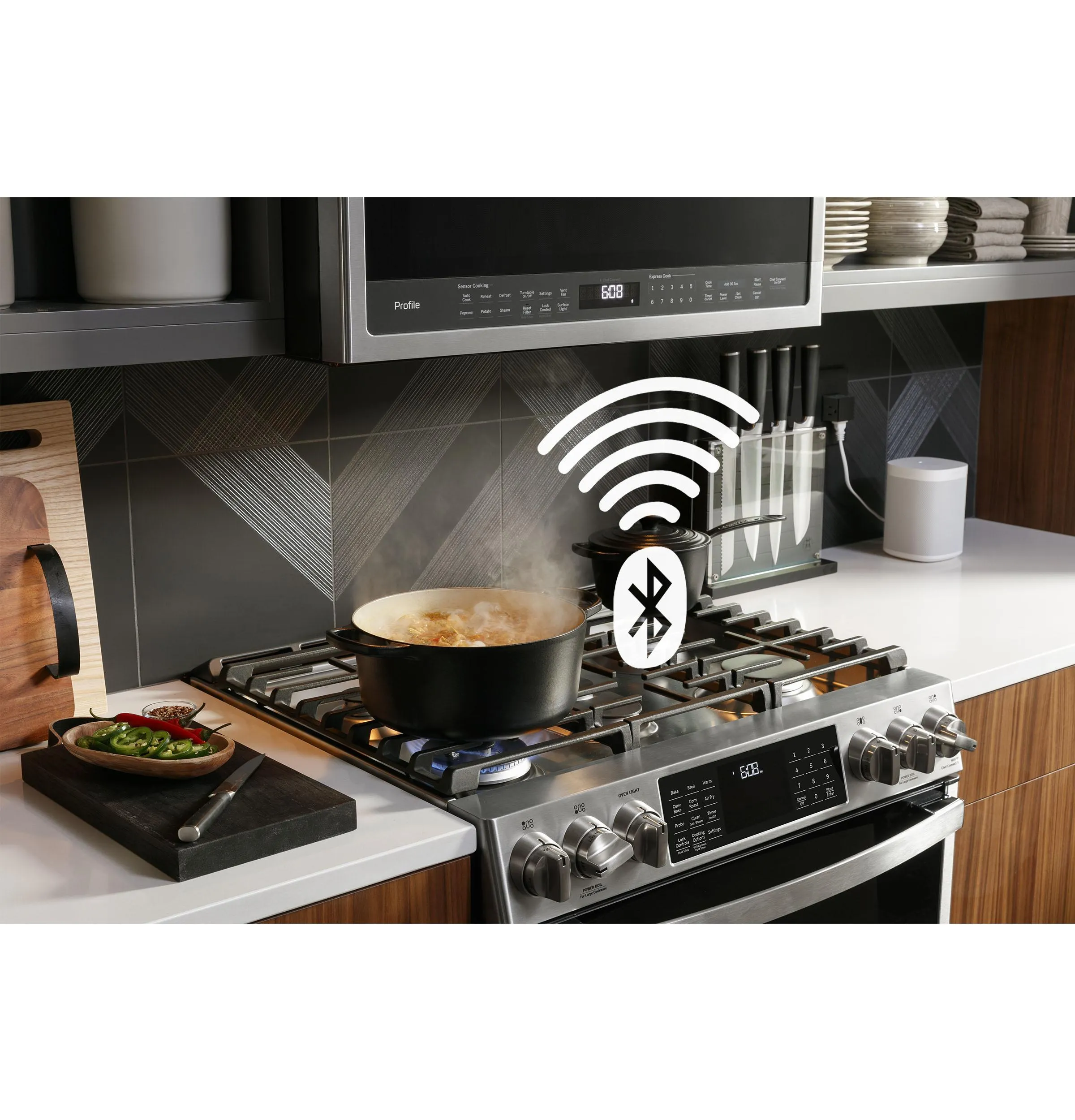 PGS930YPFS GE Profile™ 30" Smart Slide-In Front-Control Gas Fingerprint Resistant Range with No Preheat Air Fry