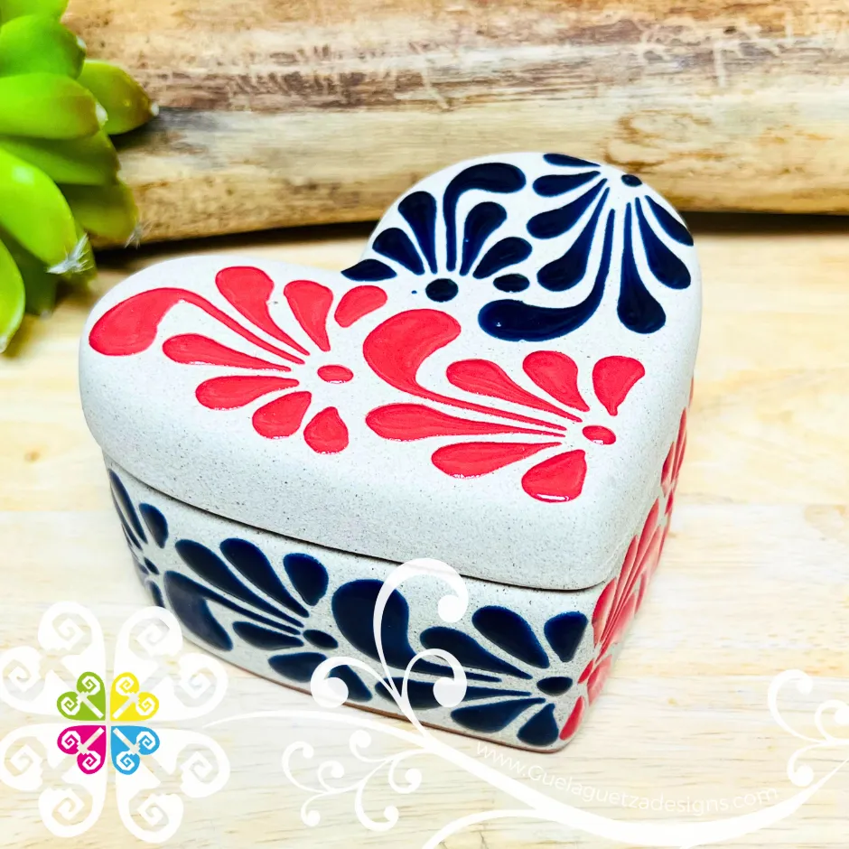 Plumeado Heart Clay Box - Jewelry Box - Alajero Corazon