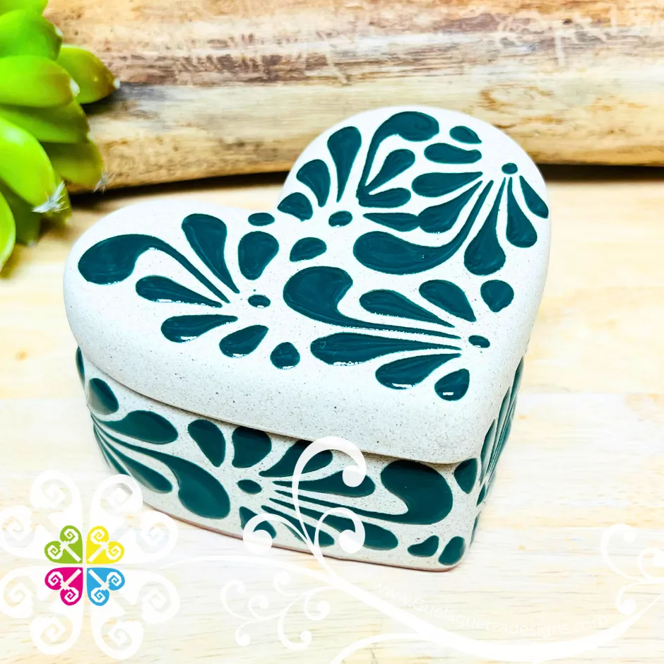Plumeado Heart Clay Box - Jewelry Box - Alajero Corazon