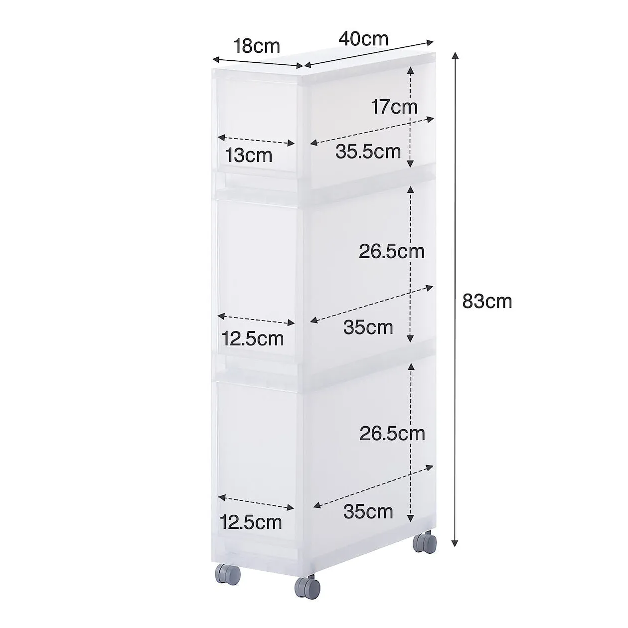 Polypropylene Multisize Shelf with Caster (4 Tier)