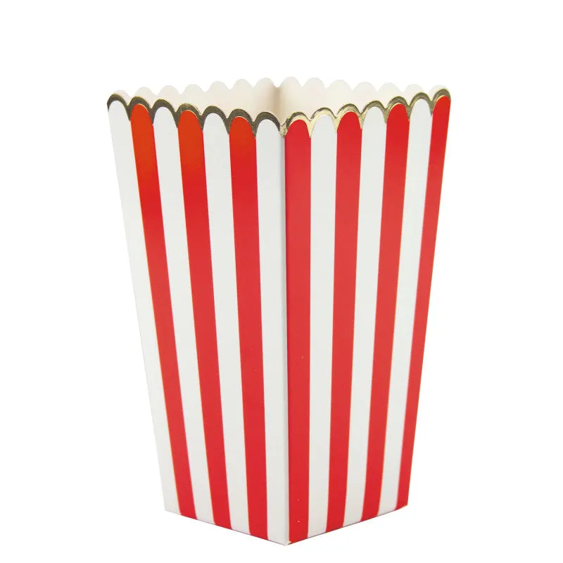 Red Striped Popcorn Boxes (8 Pack)