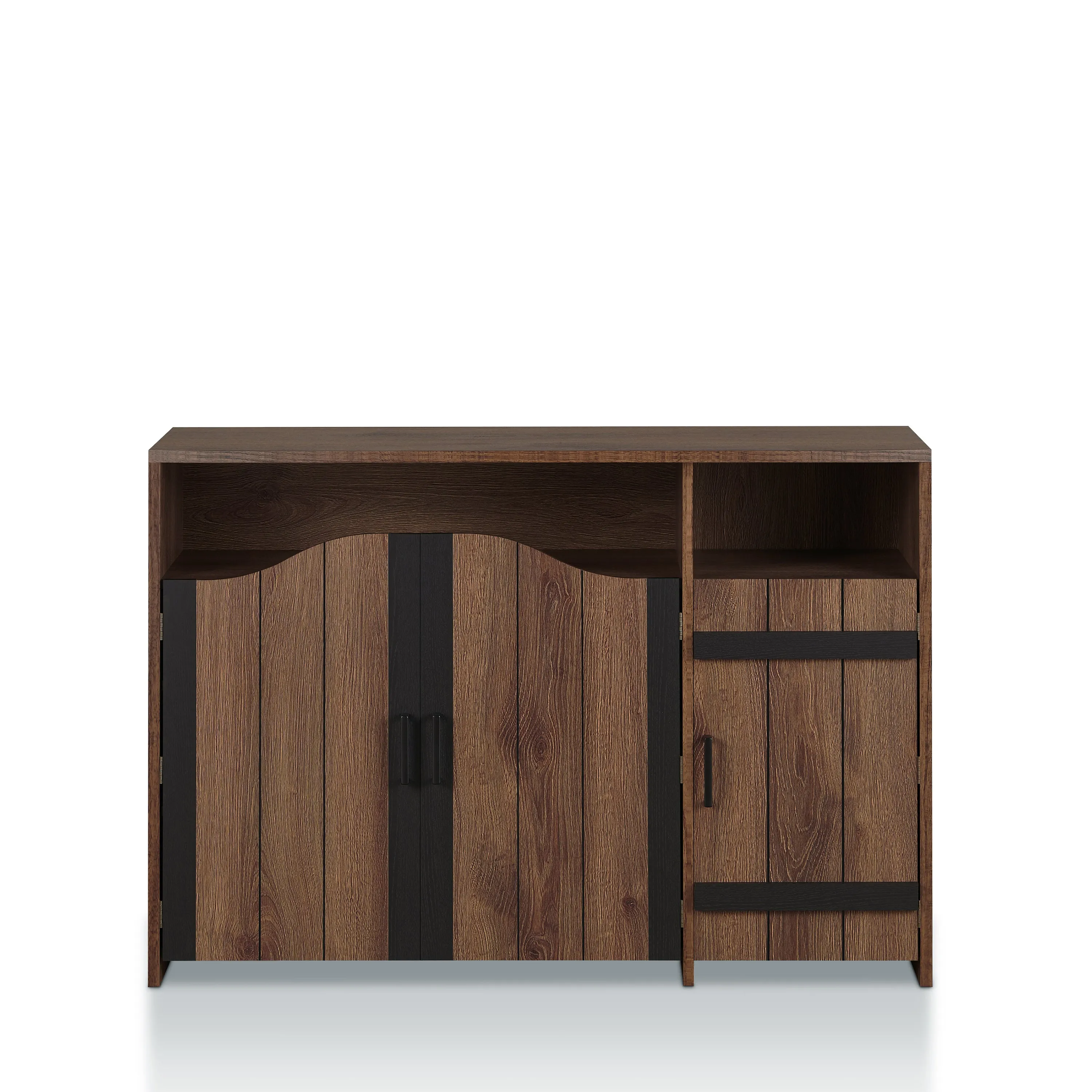 Rosarita Distressed Walnut and Black Saloon Door 6-Bottle Wine Cabinet