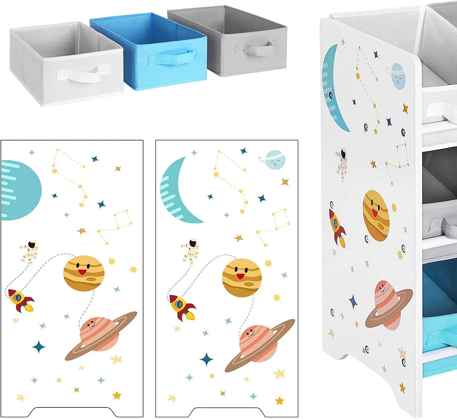 SONGMICS Children's Storage Shelf for Toys and Books, Toy Chest with 9 Removable Boxes UGKR33WT