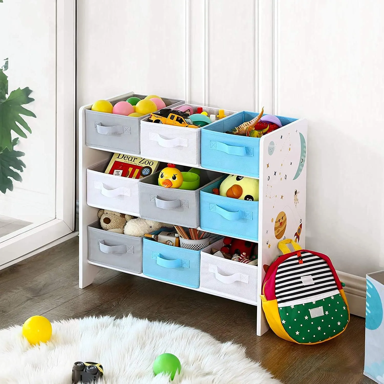 SONGMICS Children's Storage Shelf for Toys and Books, Toy Chest with 9 Removable Boxes UGKR33WT