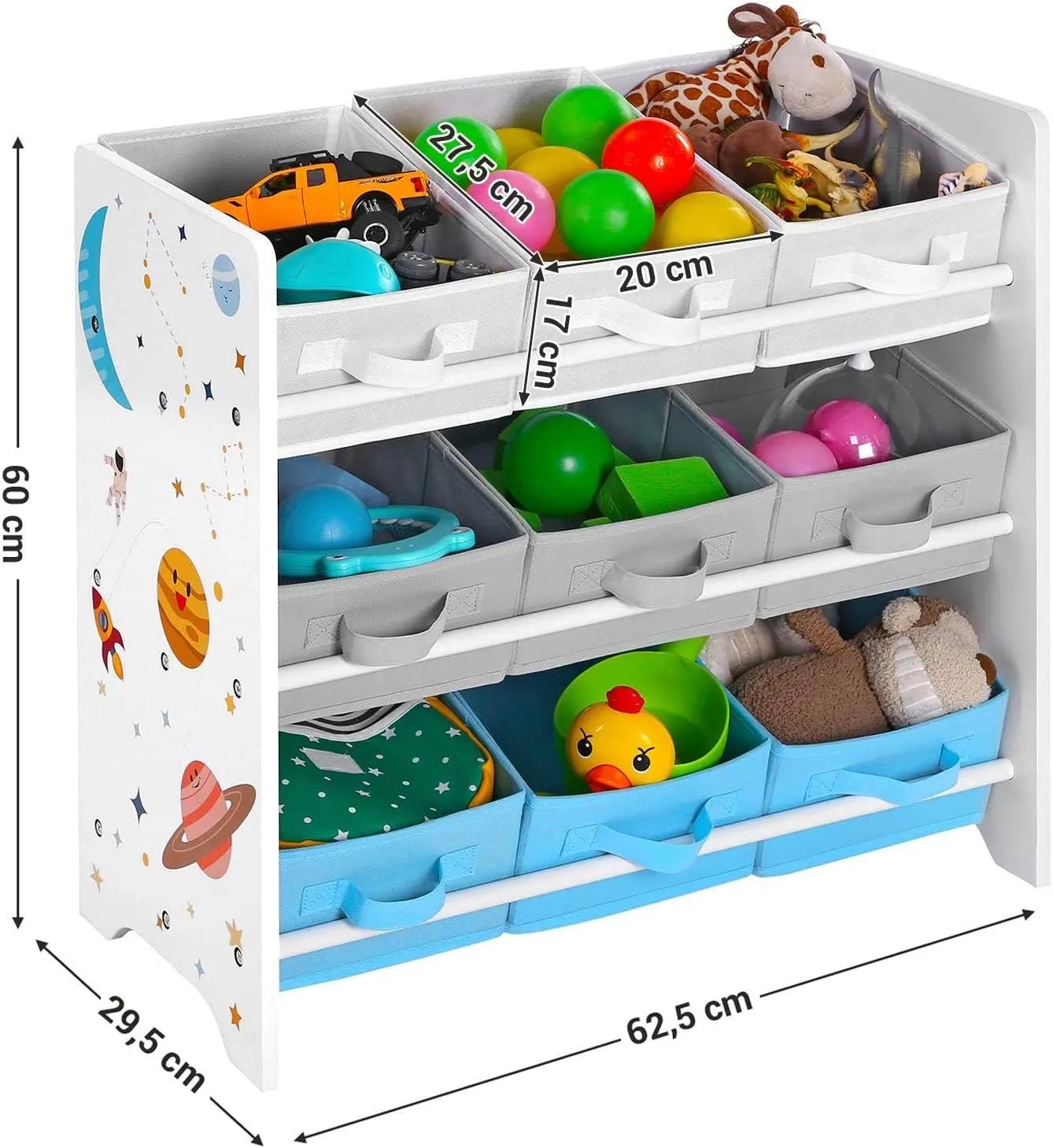 SONGMICS Children's Storage Shelf for Toys and Books, Toy Chest with 9 Removable Boxes UGKR33WT