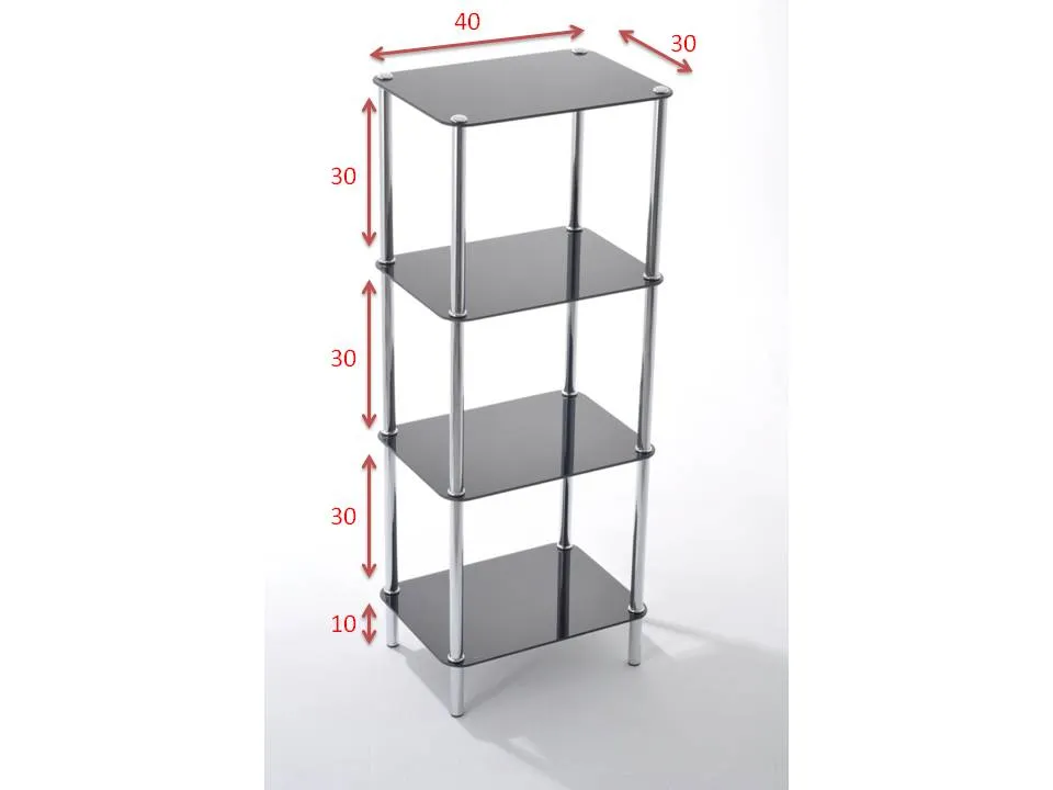 Stockholm 4-Tier Glass Rack-Black