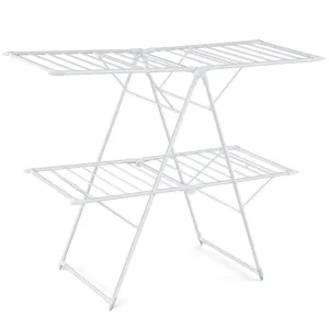 Tangkula Foldable Clothes Drying Rack, Garment Drying Hanger with Adjustable Gullwing
