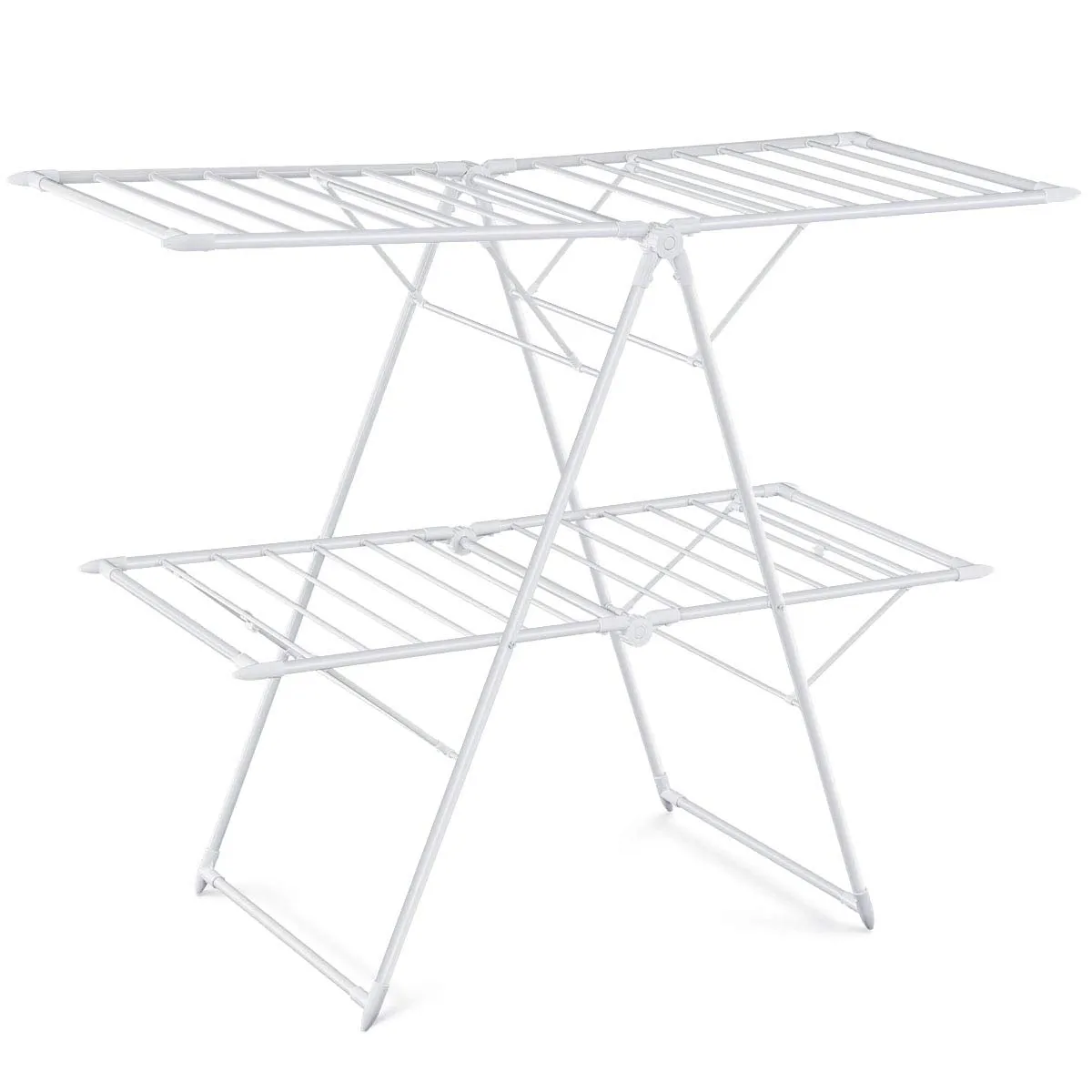 Tangkula Foldable Clothes Drying Rack, Garment Drying Hanger with Adjustable Gullwing