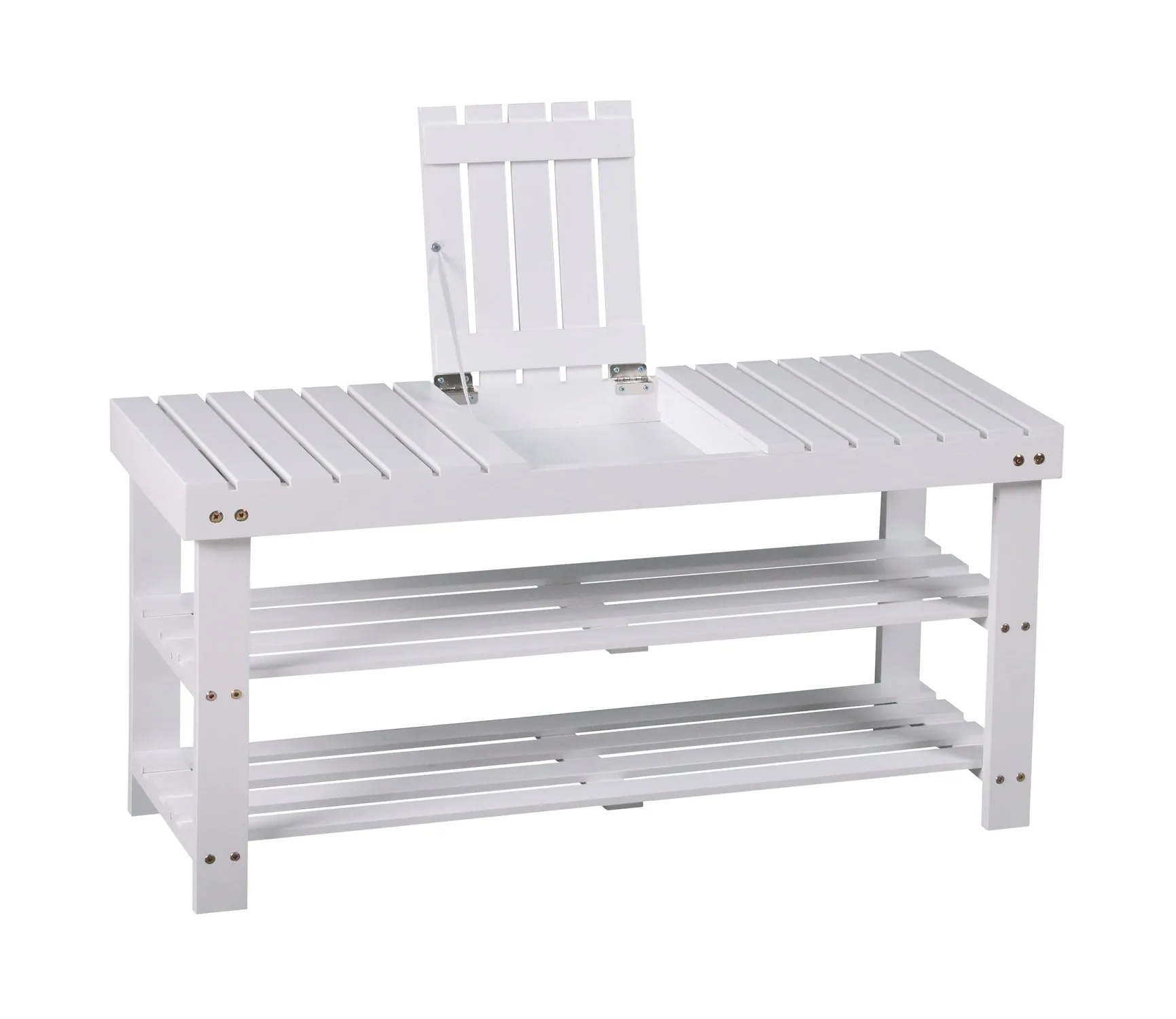 Timor 3-Tier Shoe Rack & Bench-White