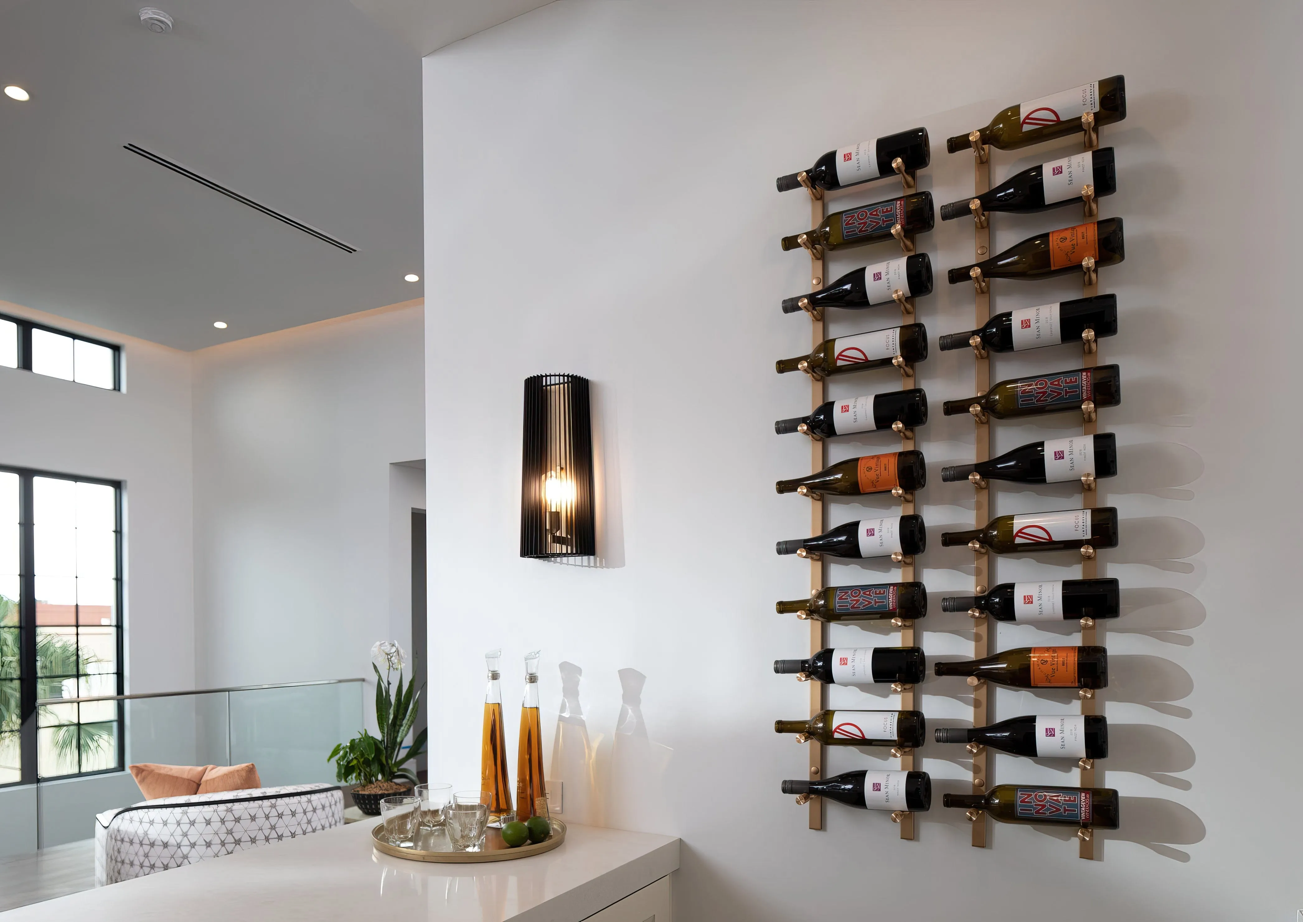 Vino Pins Flex 45° Wall Mounted Wine Rack (27 Bottles - Triple Depth)