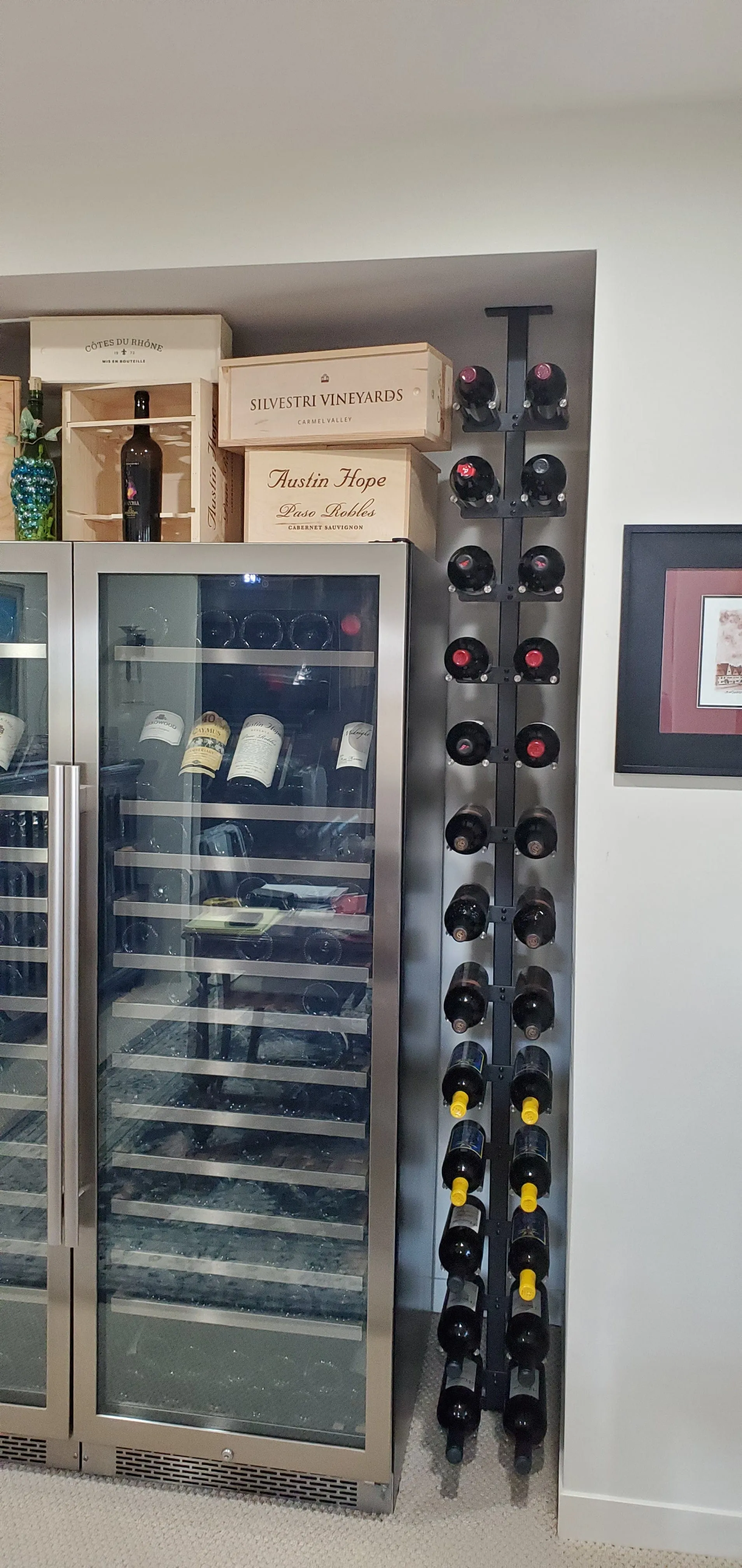 Vino Series Rails Floating Wine Rack Frame Kit, Double Sided Floor-to-Ceiling (40-120 bottles)