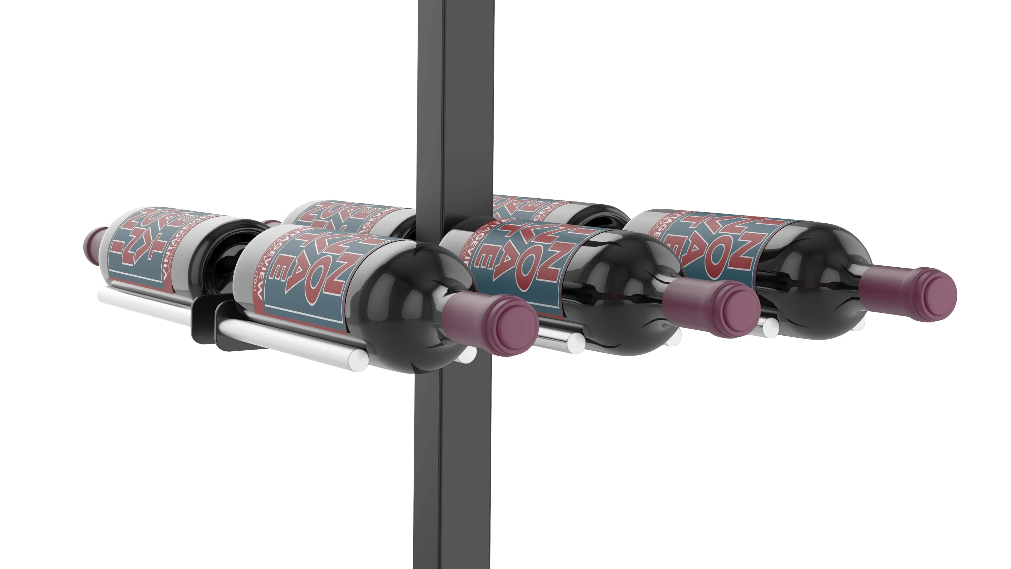 Vino Series Rails Floating Wine Rack Frame Kit, Double Sided Floor-to-Ceiling (40-120 bottles)