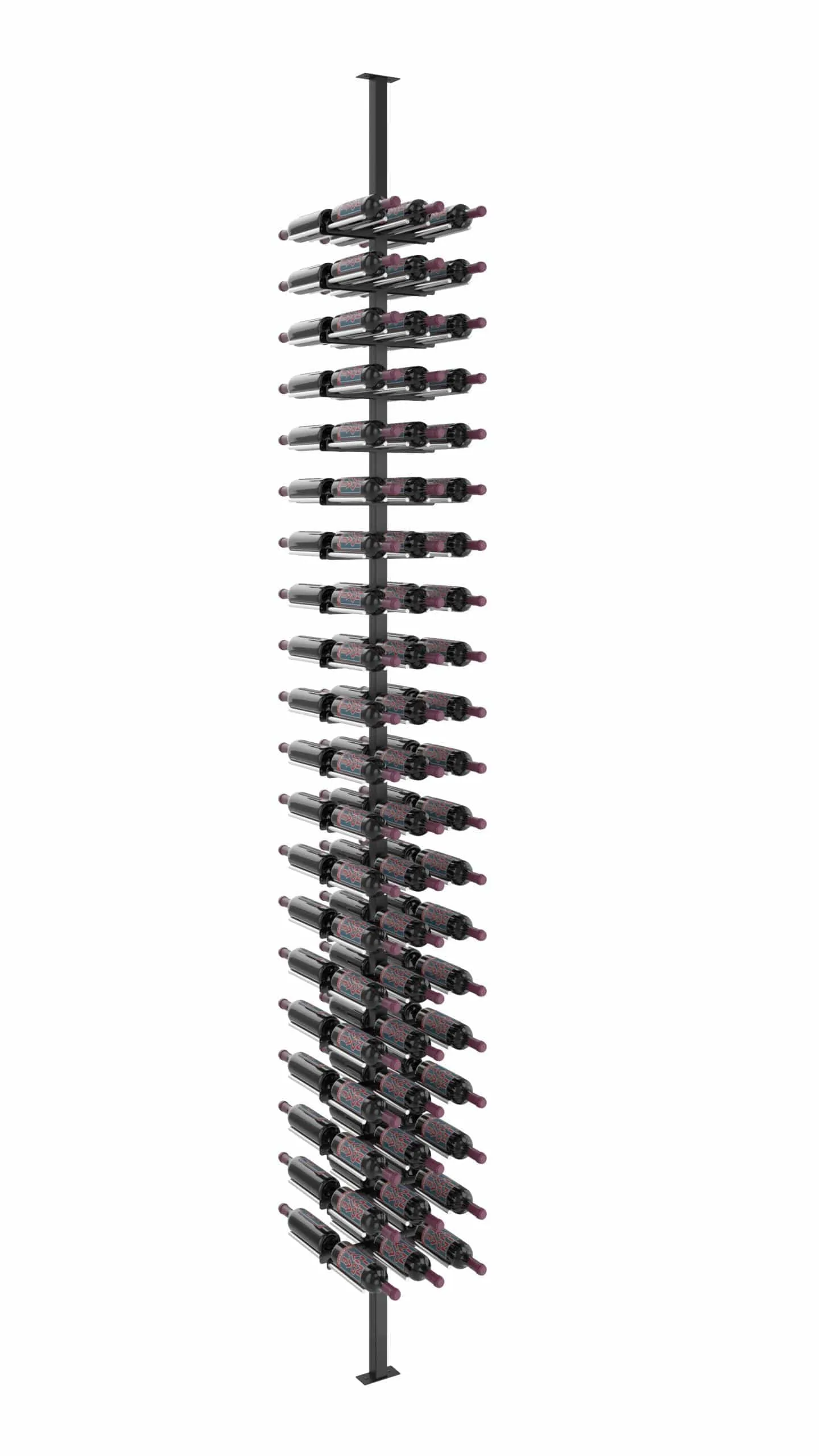 Vino Series Rails Floating Wine Rack Frame Kit, Double Sided Floor-to-Ceiling (40-120 bottles)