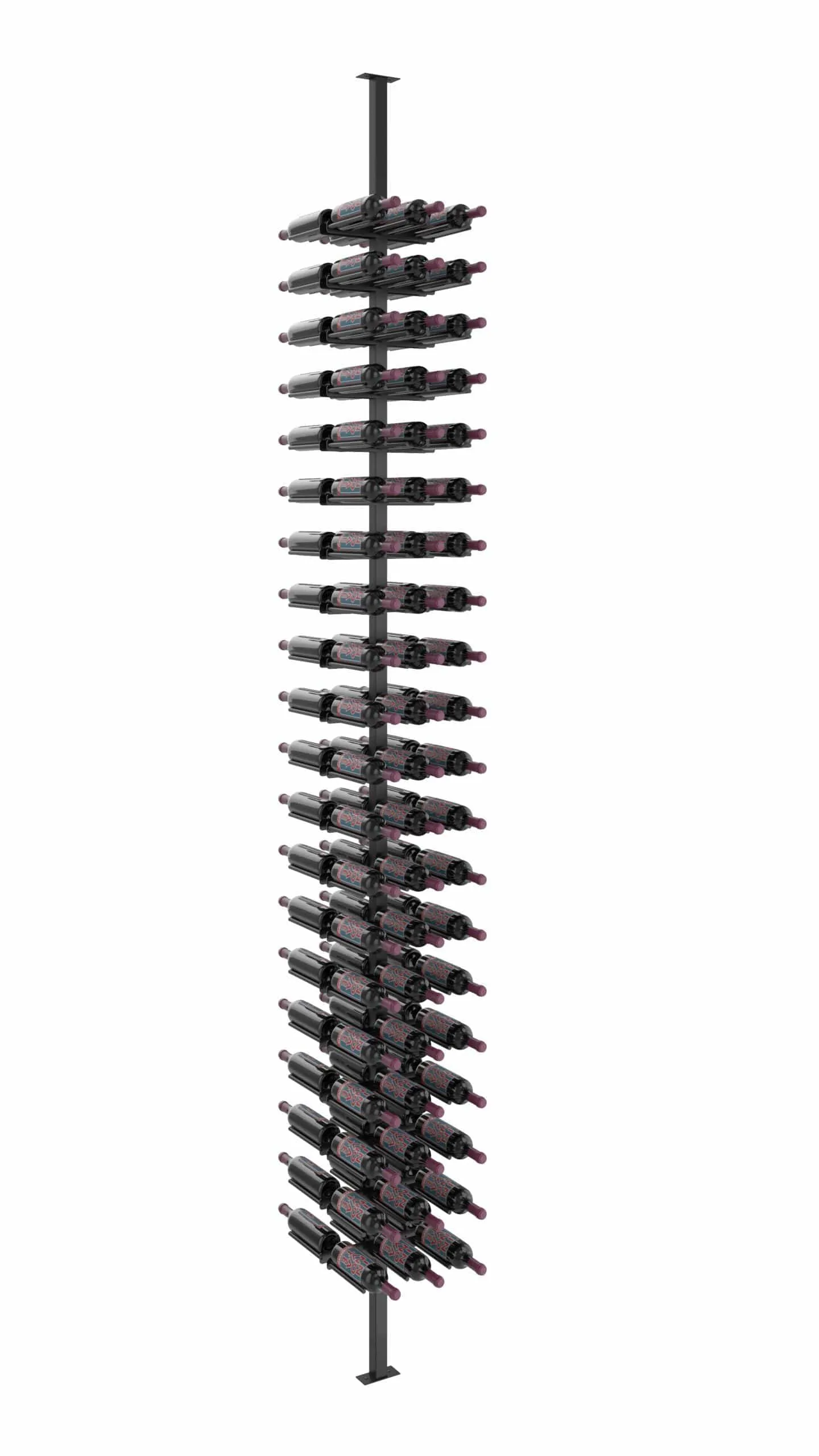 Vino Series Rails Floating Wine Rack Frame Kit, Double Sided Floor-to-Ceiling (40-120 bottles)