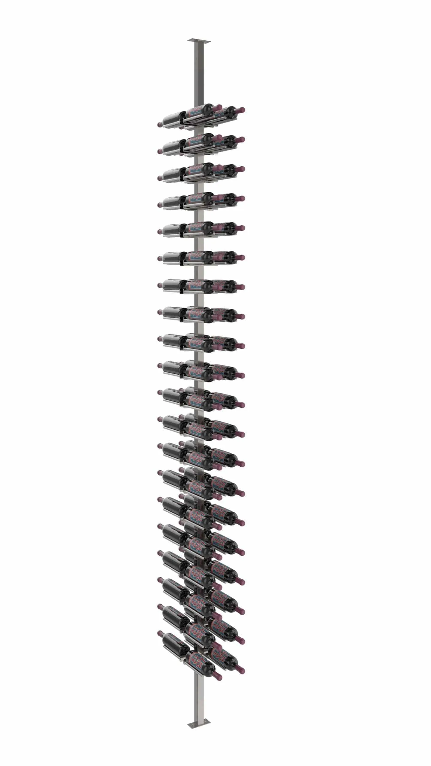 Vino Series Rails Floating Wine Rack Frame Kit, Double Sided Floor-to-Ceiling (40-120 bottles)
